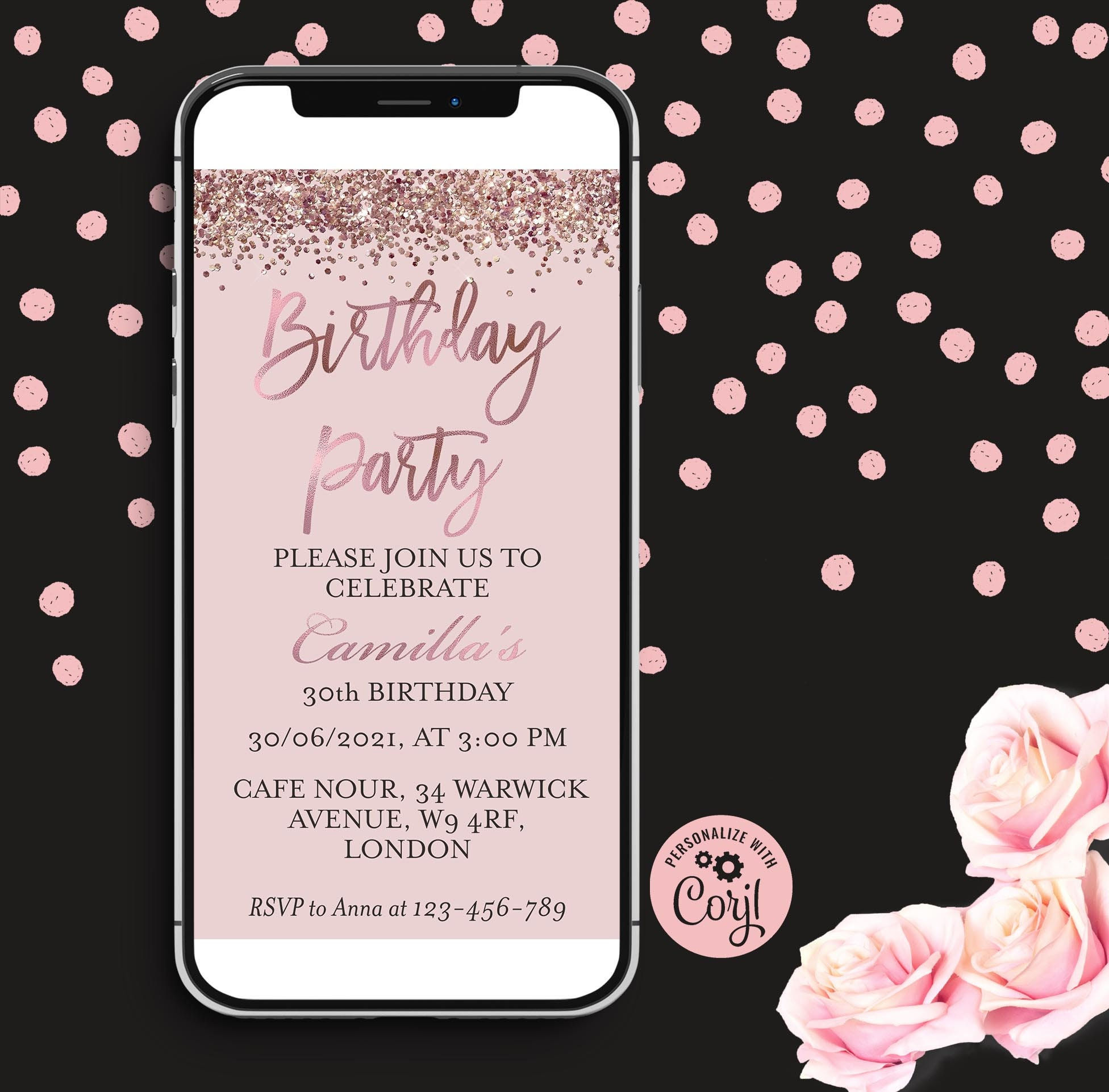 Wallpaper #hDGhNZMB5zzyi_yY6Vf9174 Electronic Birthday Invitation Editable Template Invite Etsy