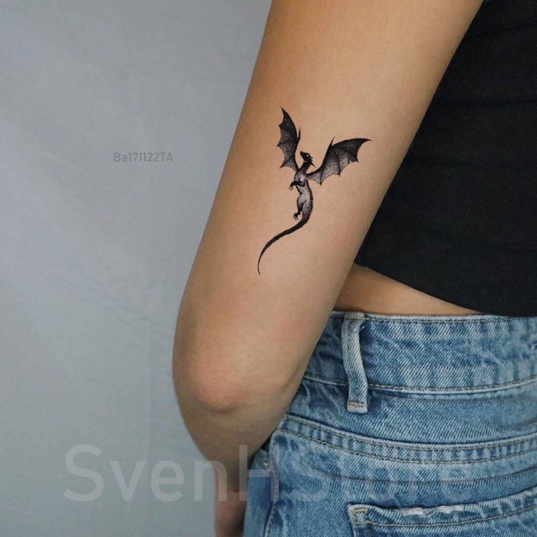 Wallpaper #dGfrEZMBSpphPi3-k_mu238 Minimalist Dragon Temporary Tattoo Small Blackwork Dragon Waterproof