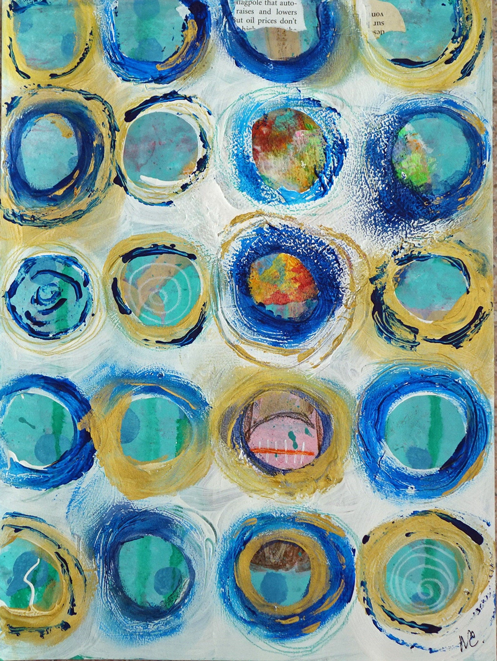 Wallpaper #52dQ-5IBSpphPi3-YpO813 Abstract Painting Circles Painting Original Mixed Media Painting on