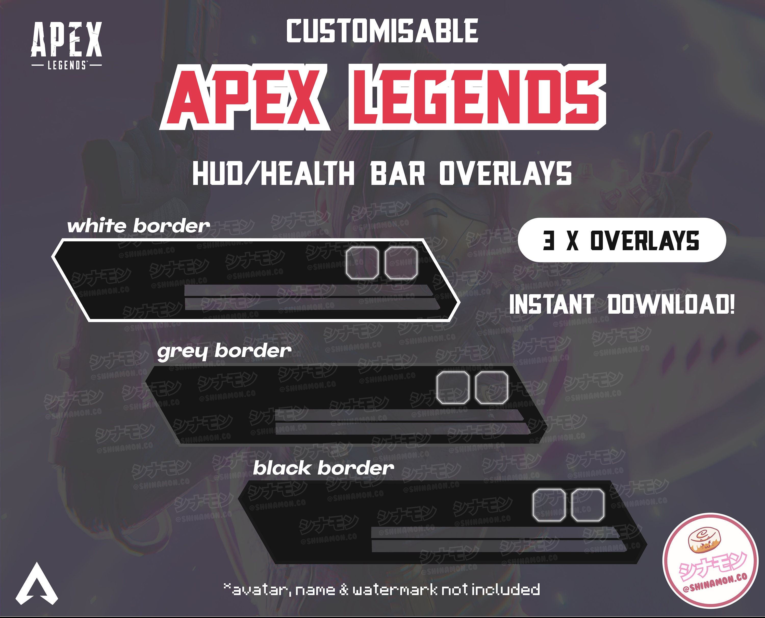 Wallpaper #r0DaL5MBJhL2WPba574_299 Apex Legends Customisable Hud Health Bar Blank Overlay for Streaming