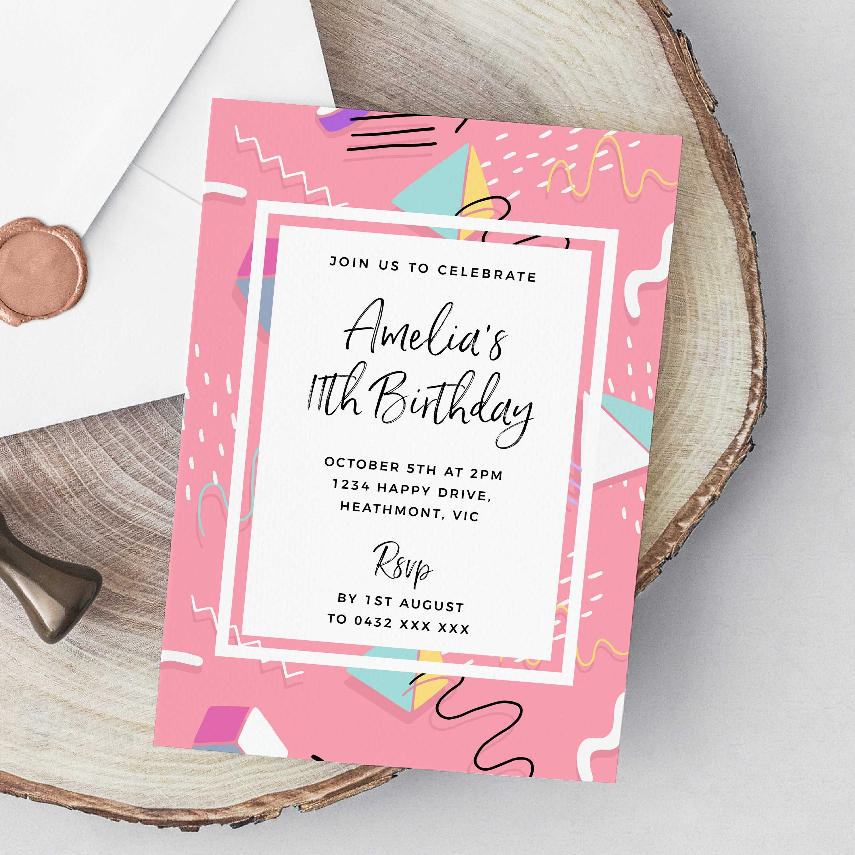 Wallpaper #9afa6 11th Birthday Invitation Templates