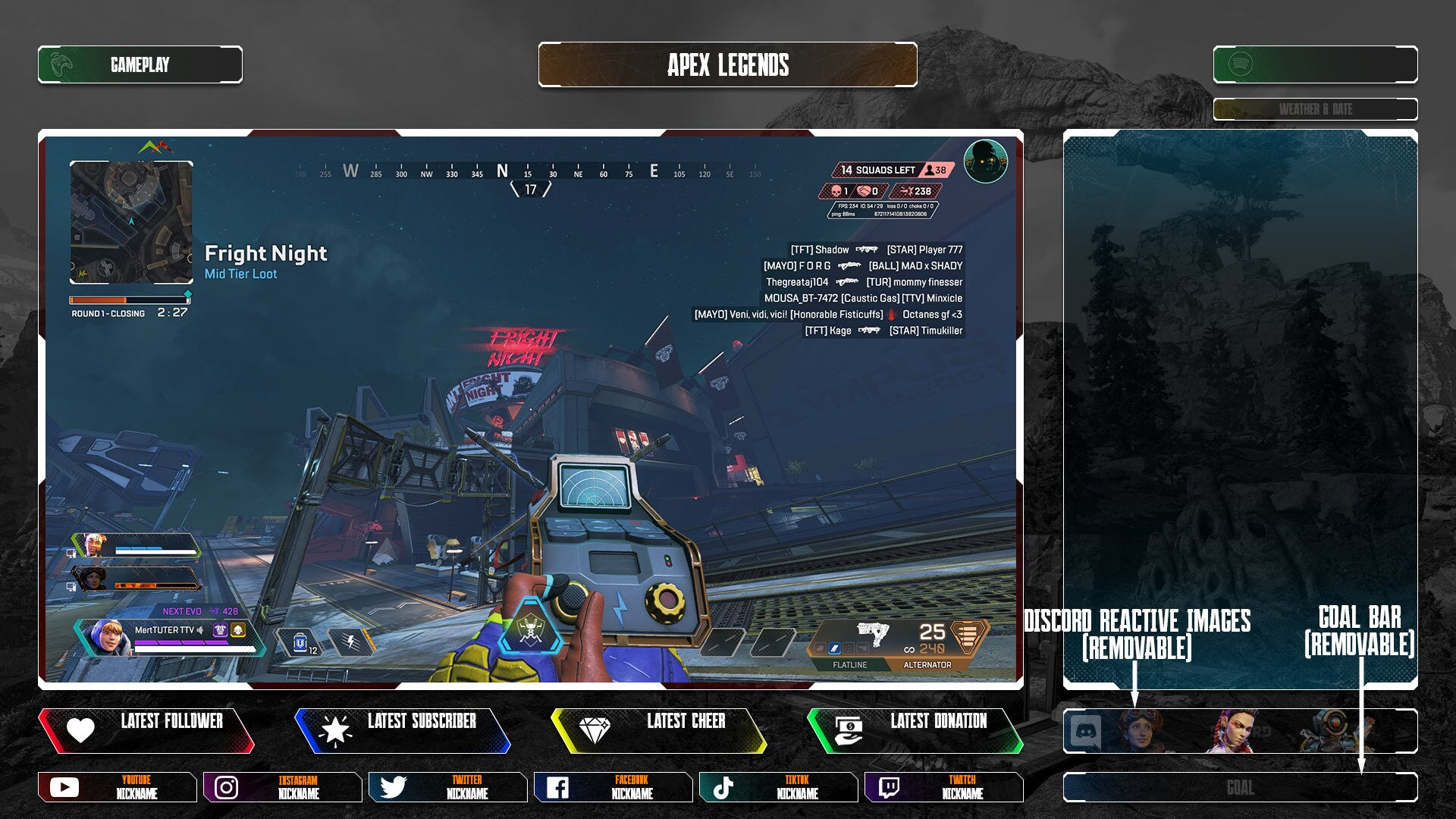 Wallpaper #r0DaL5MBJhL2WPba574_29 Apex Legends Animated Stream Overlay for Obs Twitch Youtube Etsy