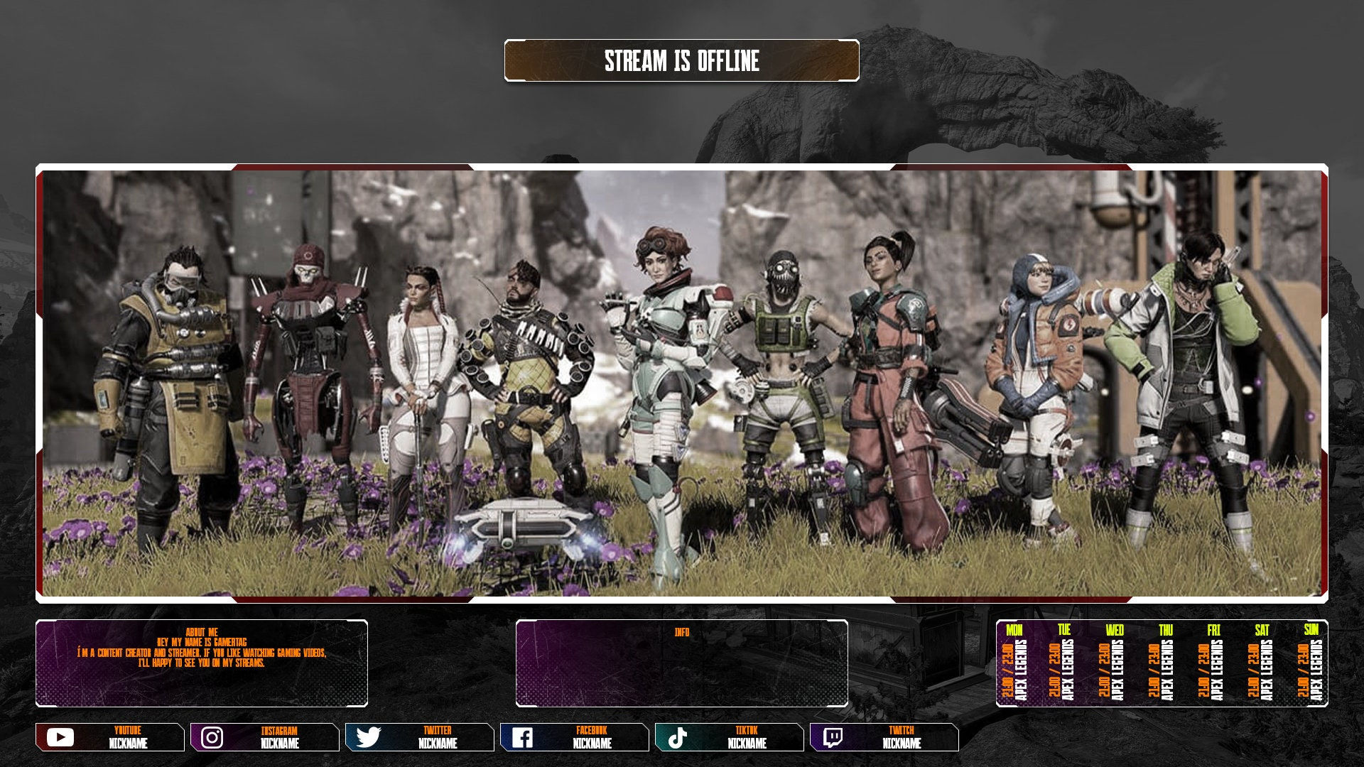 Wallpaper #r0DaL5MBJhL2WPba574_64 Apex Legends Animated Stream Overlay for Obs Twitch Youtube Etsy