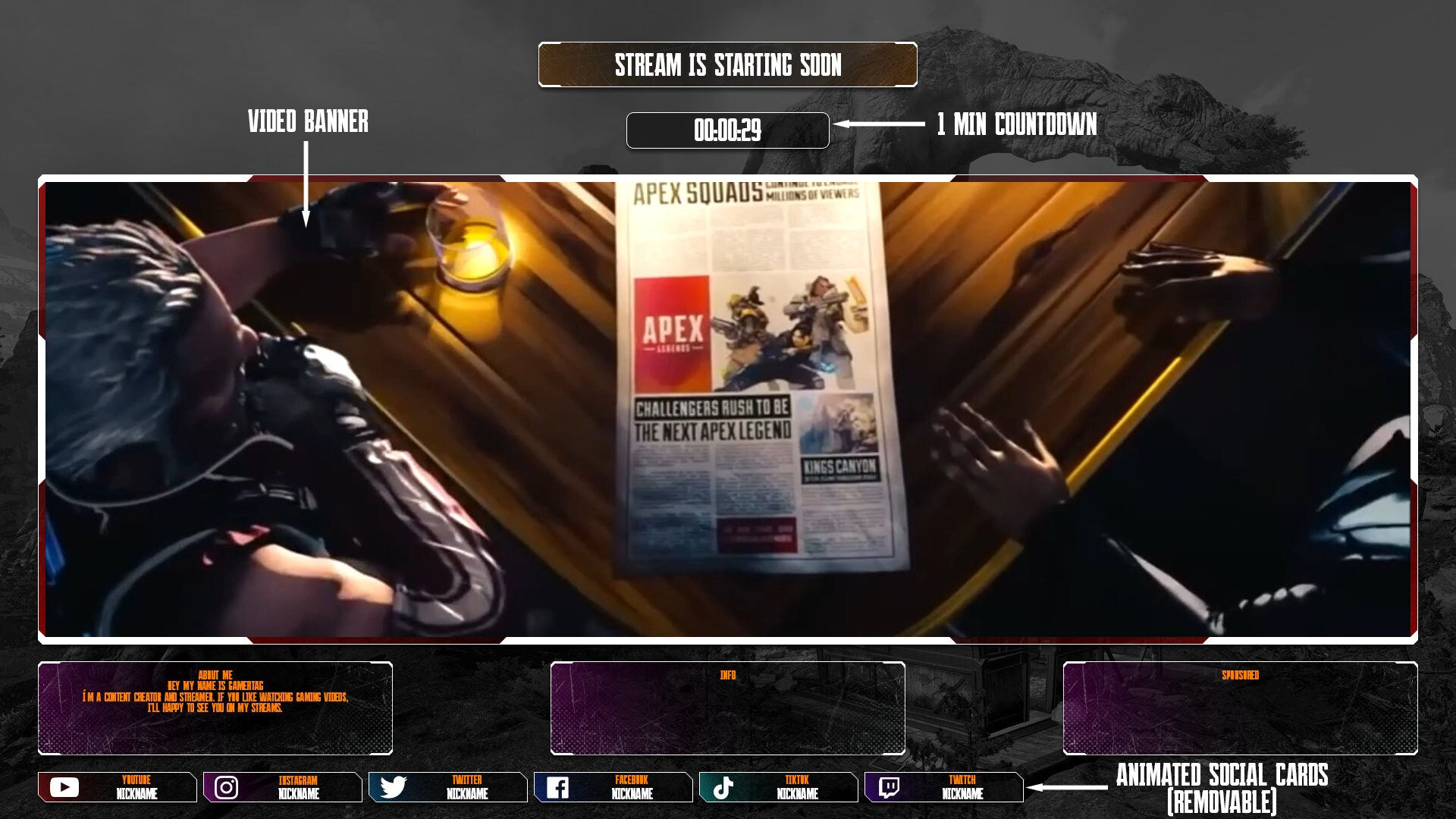 Wallpaper #r0DaL5MBJhL2WPba574_82 Apex Legends Animated Stream Overlay for Obs Twitch Youtube Etsy