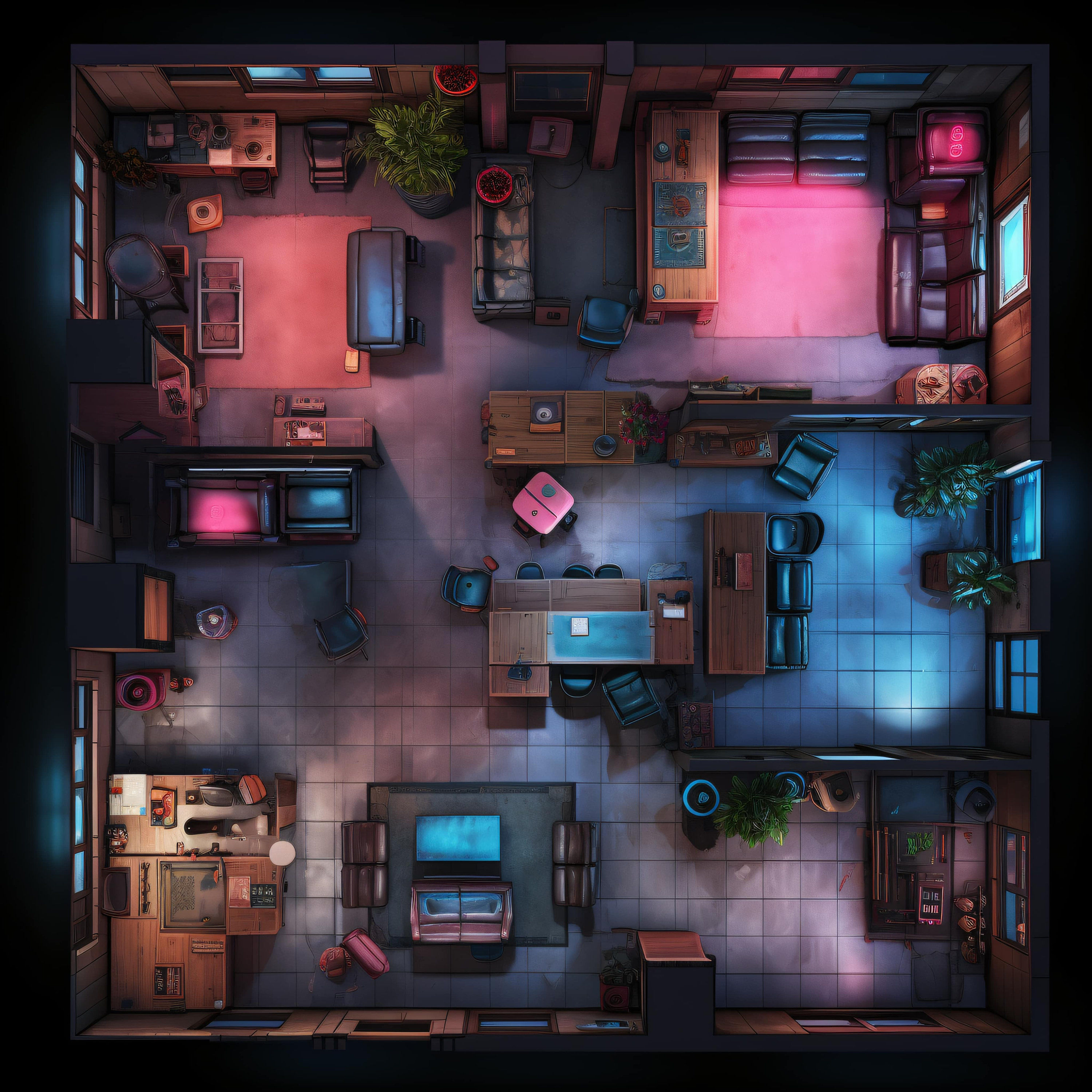 Wallpaper #JIf7MZMBPAdmKxa2WmOw41 14 Cyberpunk Apartment Battlemaps Sci Fi Dnd Battle Map Cyberpunk D