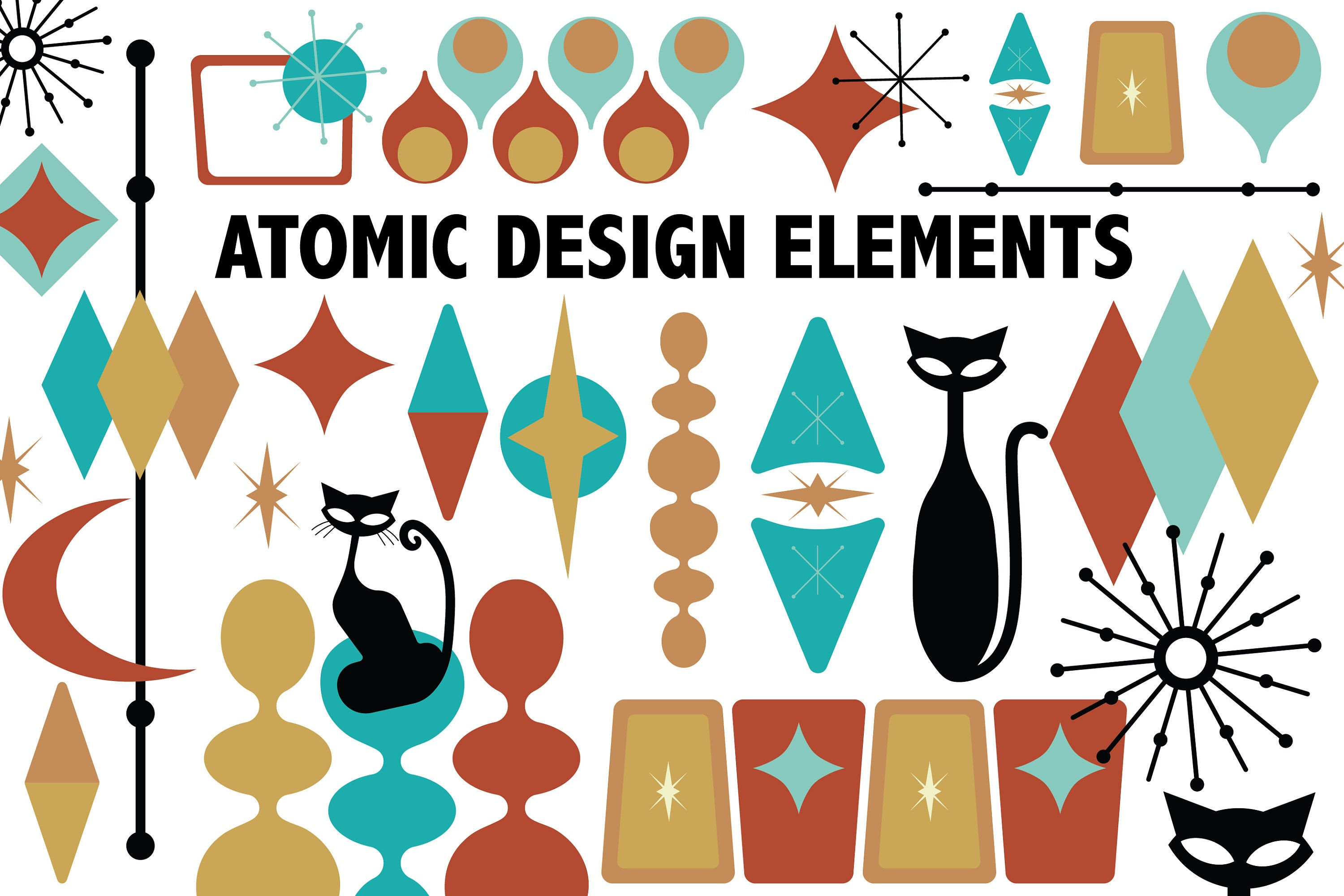 Wallpaper #2LgT3ZIBJvJKYCmEjv7f246 Atomic Design Elements Retro Mid Century Shapes 1950s Clipart Etsy