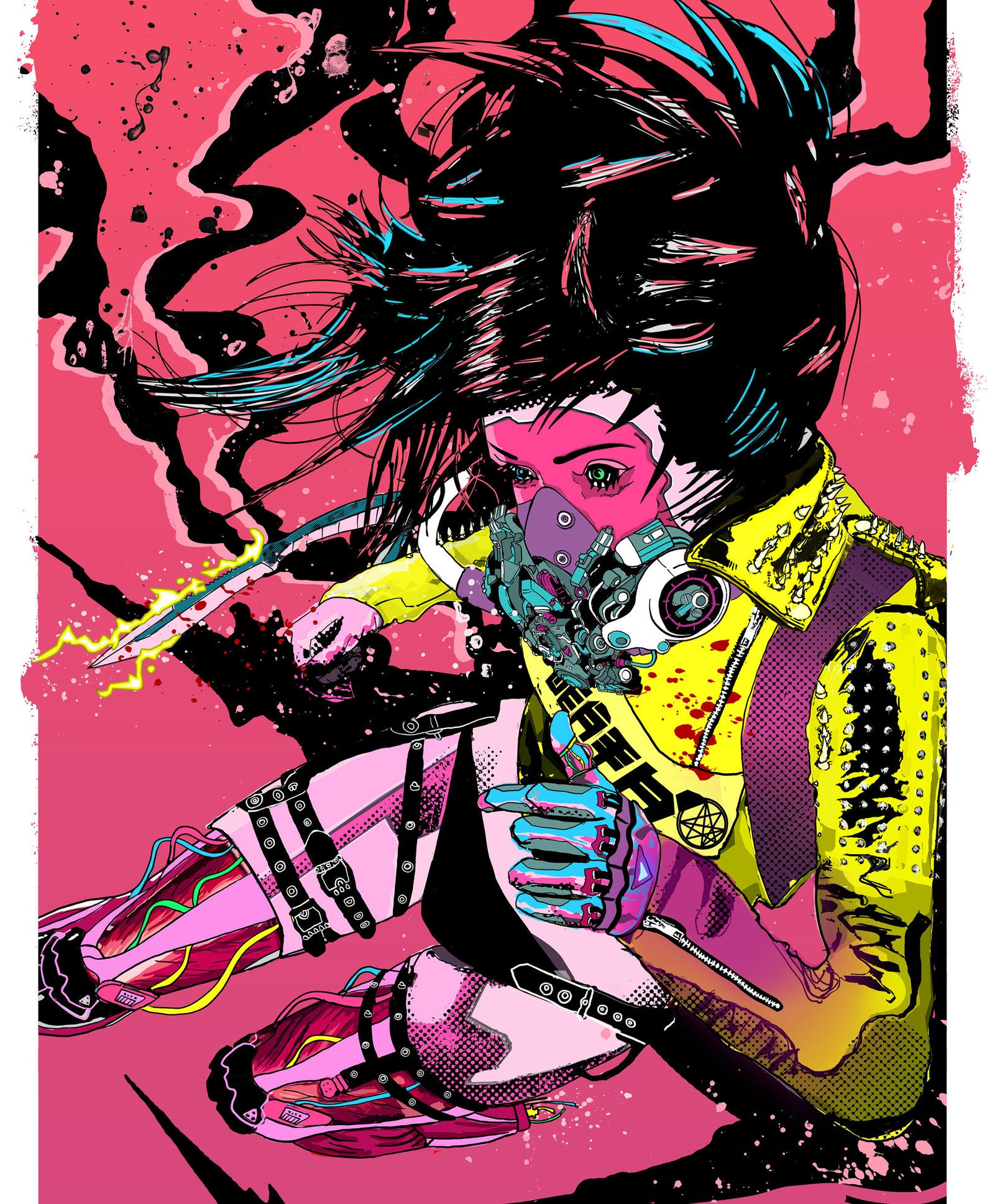 Wallpaper #OHNxhY4BFI5NbQks3R7k13 Cyberpunk Aqua Witch Art Print Poster Etsy