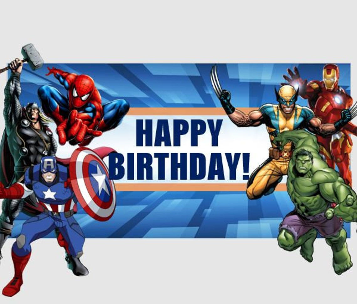 Wallpaper #aBmAOo8BtGB6xQ78Ea2r8 Marvel Superhero Birthday Banner Happy Birthday 24 X Etsy