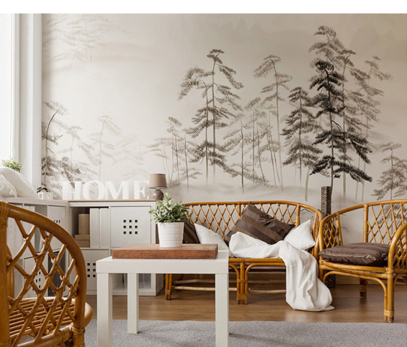Wallpaper #BGdQC5MBSpphPi3-qtkV273 Hand Painted Pine Trees Forest Wallpaper Wall Mural Pine Etsy