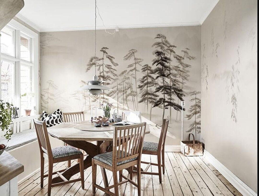 Wallpaper #BGdQC5MBSpphPi3-qtkV95 Hand Painted Pine Trees Forest Wallpaper Wall Mural Pine Trees Forest