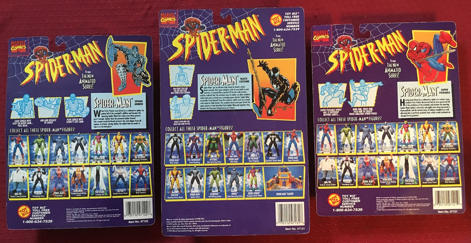 Wallpaper #ivROOZMBKFX8bn3r4XZJ413 Spider Man the Animated Series Toys 3ea Spider Man 1994 Black Costume