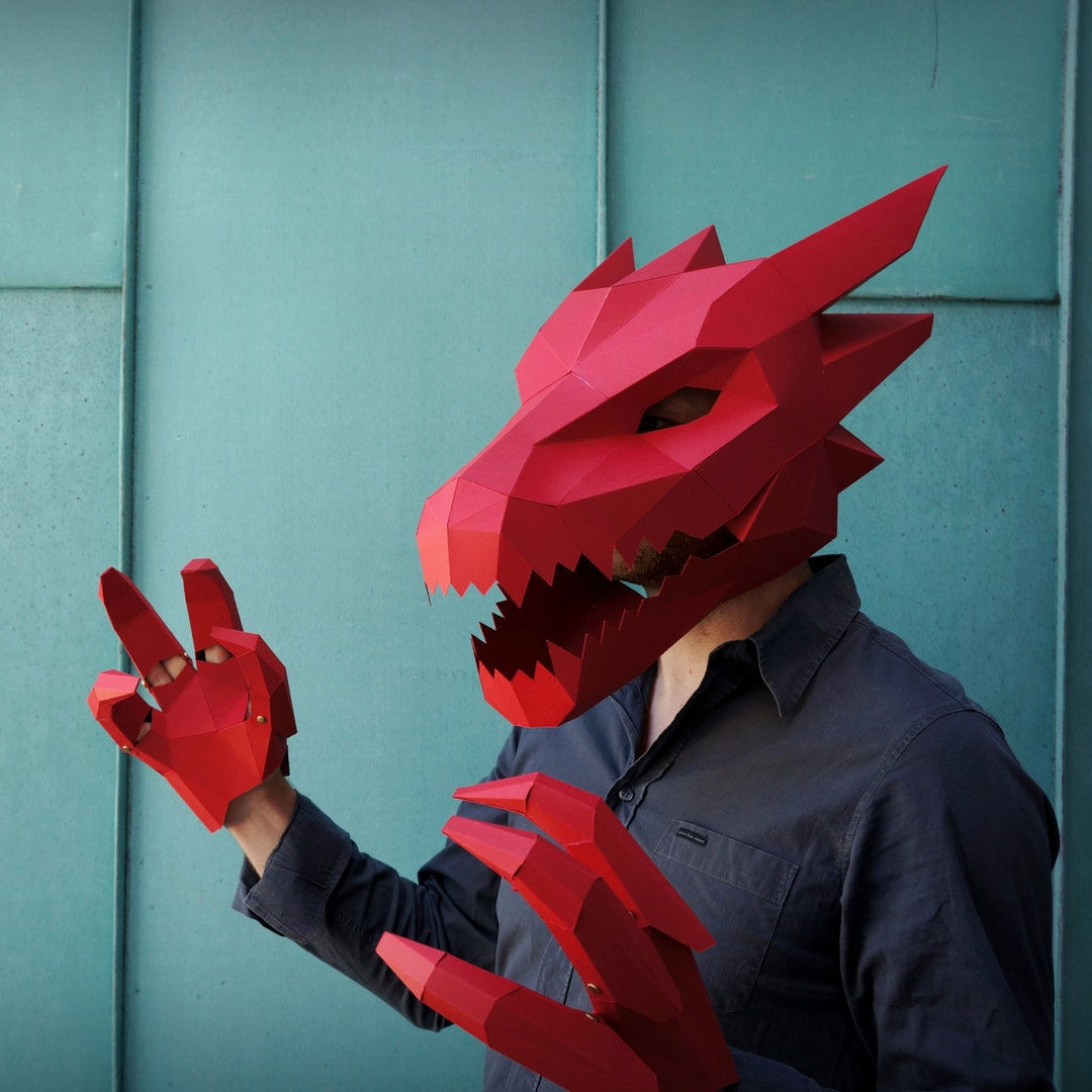 Wallpaper #DjHMNZMB5zzyi_yYhFjm320 Dragon Papercraft Mask Template 3D Low Poly Paper Mask Unique