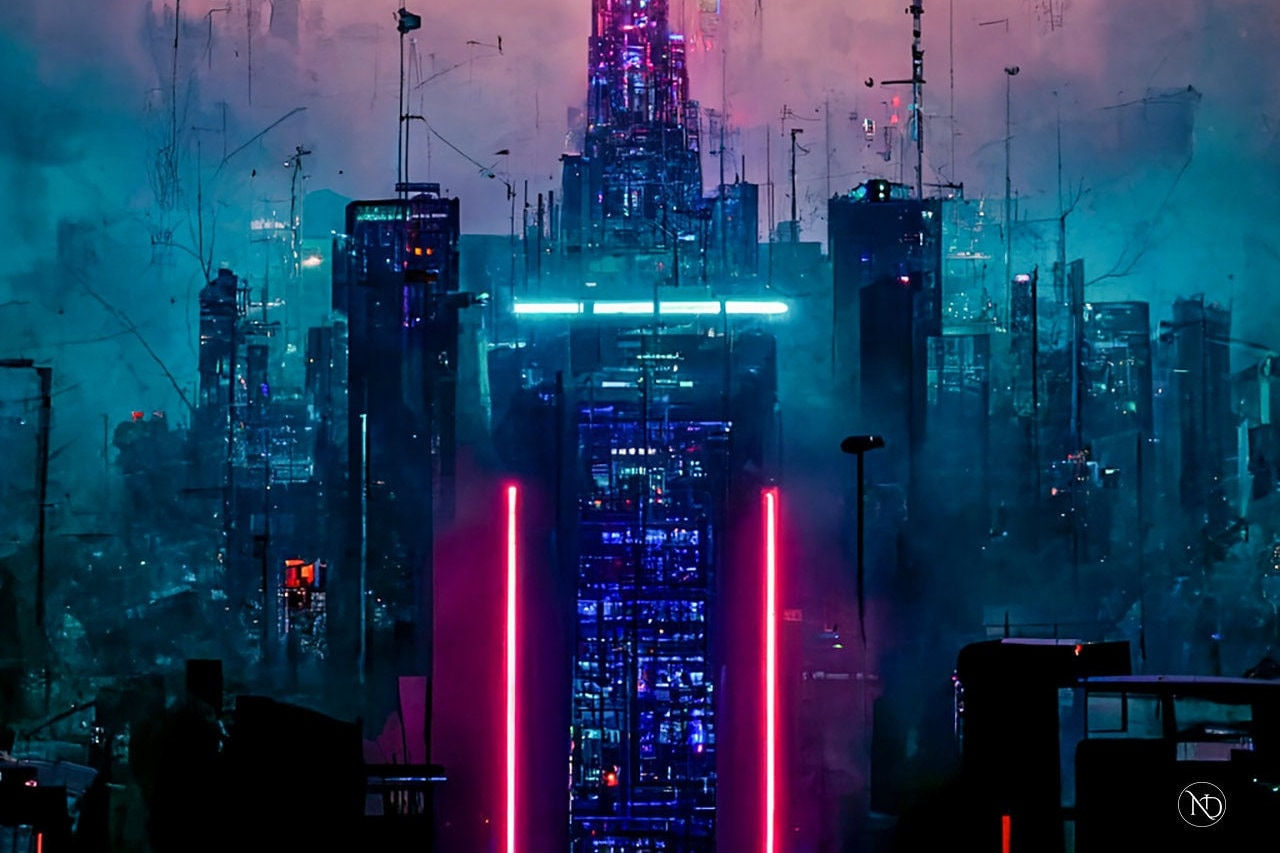 Wallpaper #IQCD4Y4BSdW8dNouOQtf4 Cyberpunk City Arasaka Tower Super Detailed Digital Art Etsy