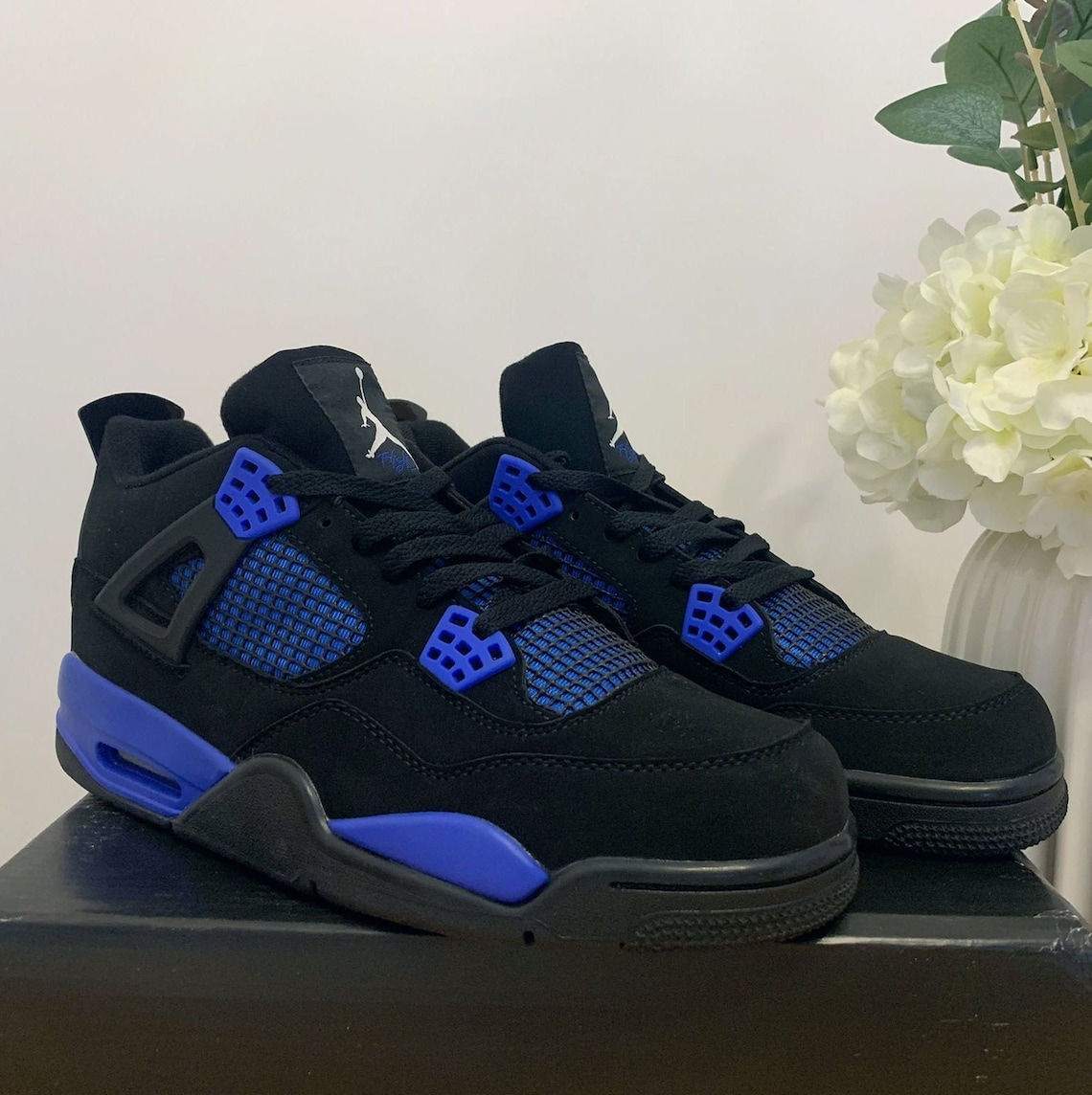 Wallpaper #TmchBJMBSpphPi3-e7at255 Custom Air Jordan 4 Retro Blue Thunder Etsy Australia