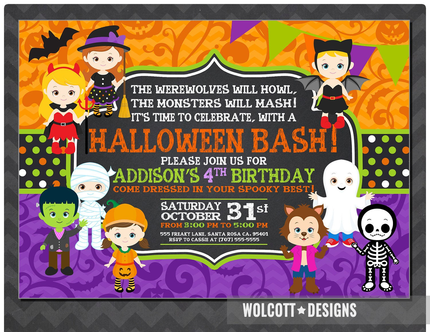 Wallpaper #ITHVNZMB5zzyi_yYzVif254 Girls Halloween Party Invitation Kids Halloween Party Etsy