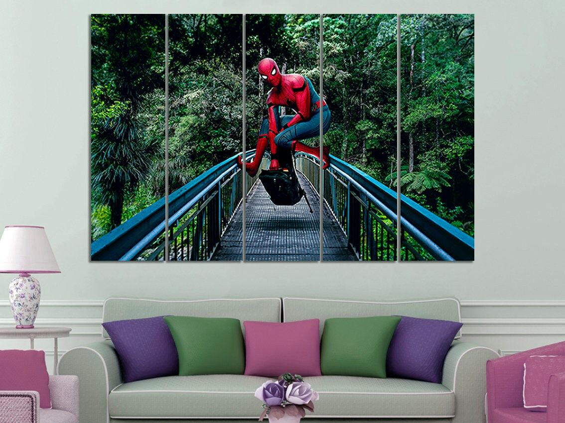Wallpaper #f33f8I4Bnwiau_P64Af043 Spiderman Canvas Spiderman Wall Art Spiderman Wall Decor Etsy