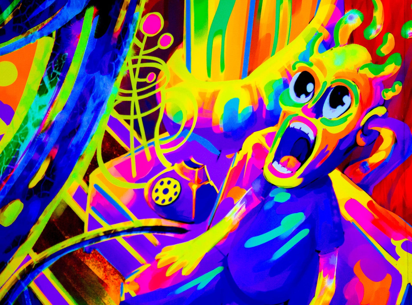 Wallpaper #ER0bLZMBlOZrFDOklM-g67 Trippy Painting Uv Wall Art Blacklight Art Neon Tapestry Etsy