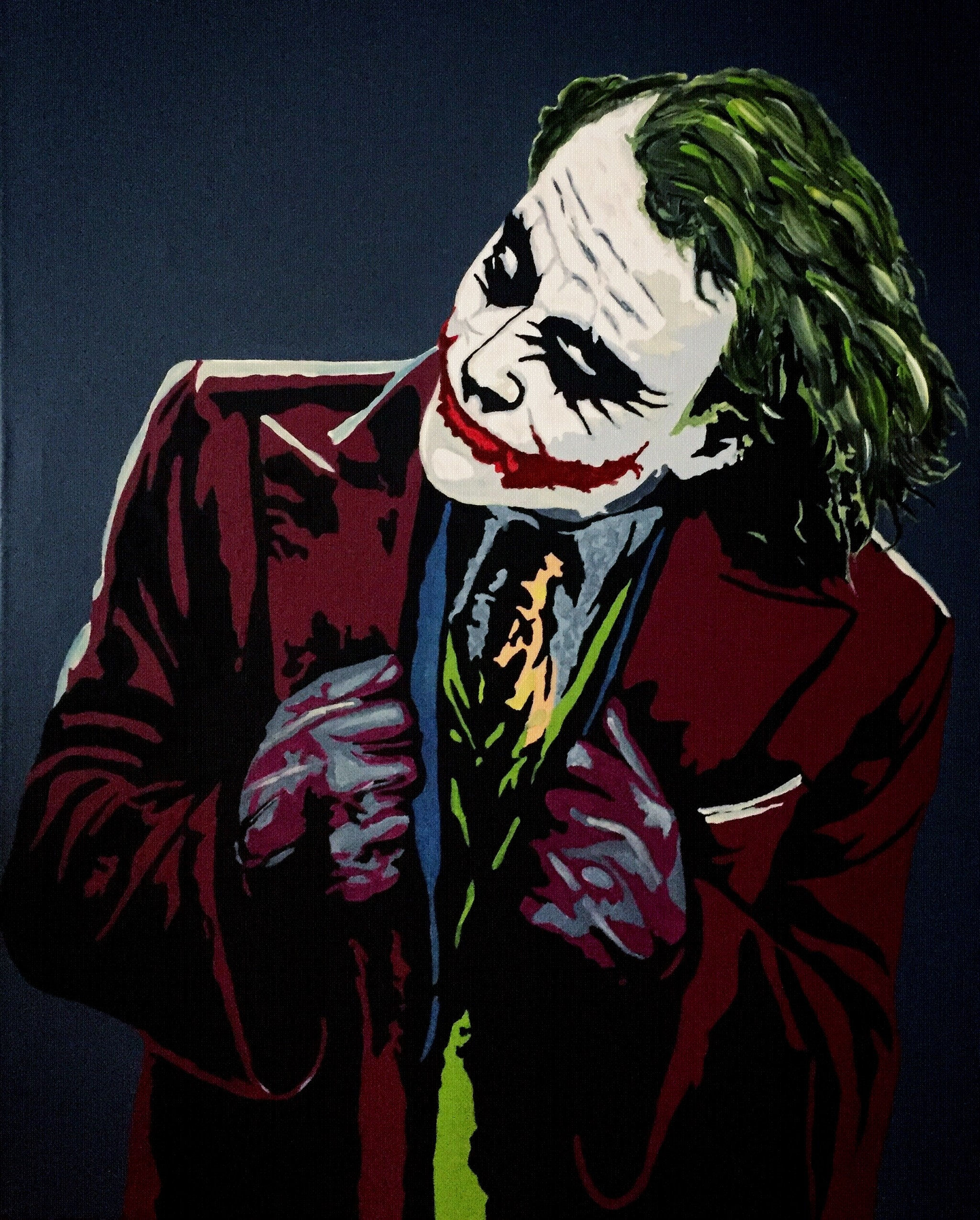 Wallpaper #UxouUZMB1yWOL4qg54He62 Joker Heath Ledger Marvel Modern Picture Hand Painted Pop Art Etsy Uk