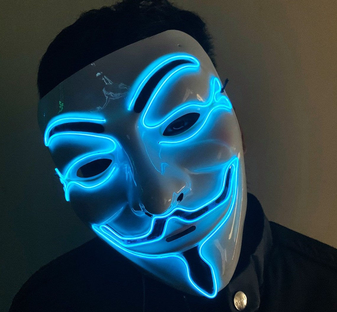 Wallpaper #2DFsNZMB5zzyi_yYVFb96 Blue Anonymous LED Mask Hacker Halloween Costume Fancy Dress Etsy