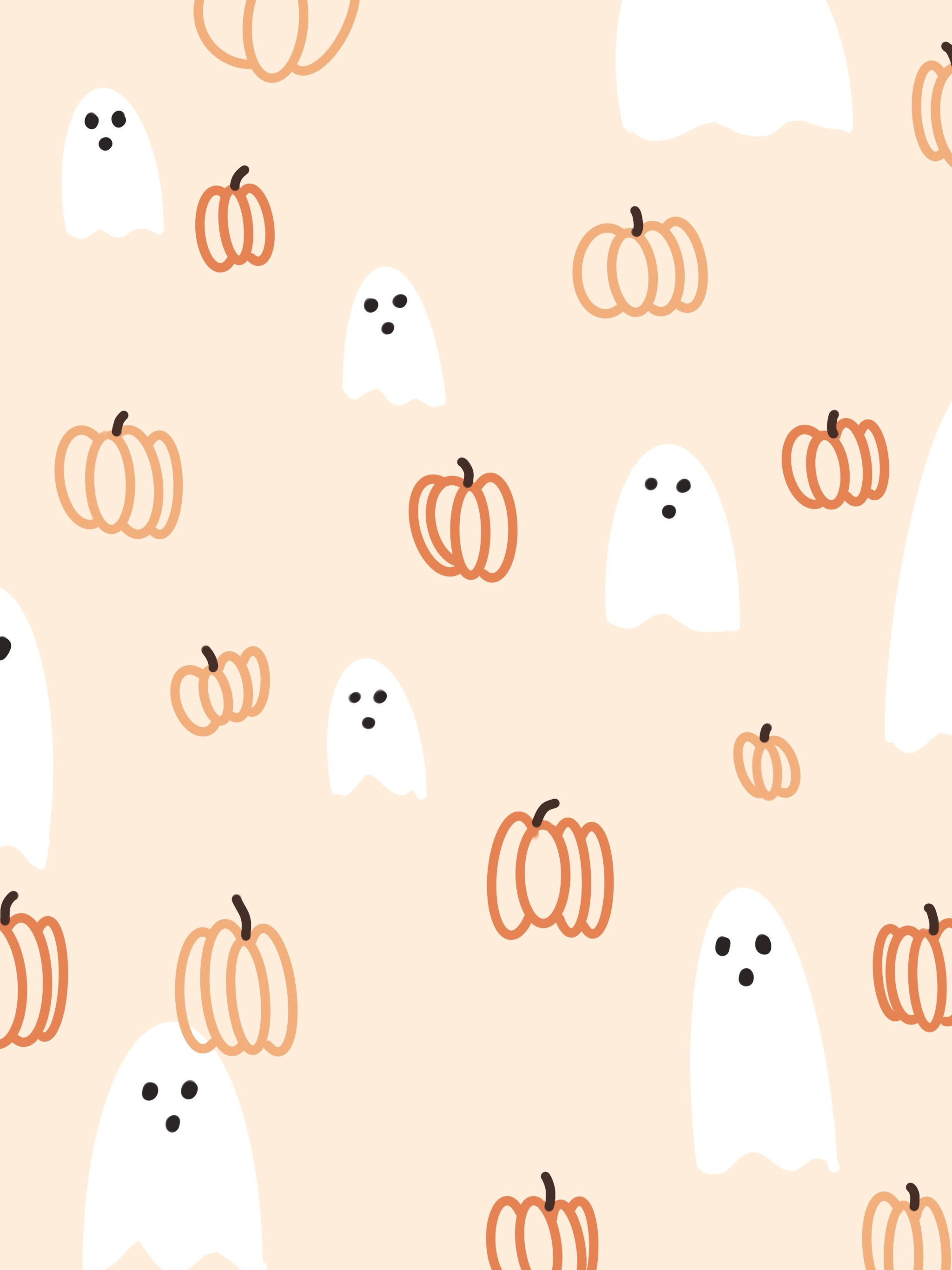 Wallpaper #F_SlOZMBKFX8bn3rEHfZ312 Cute Ghost Pumpkin Background Digital Download Instant Etsy