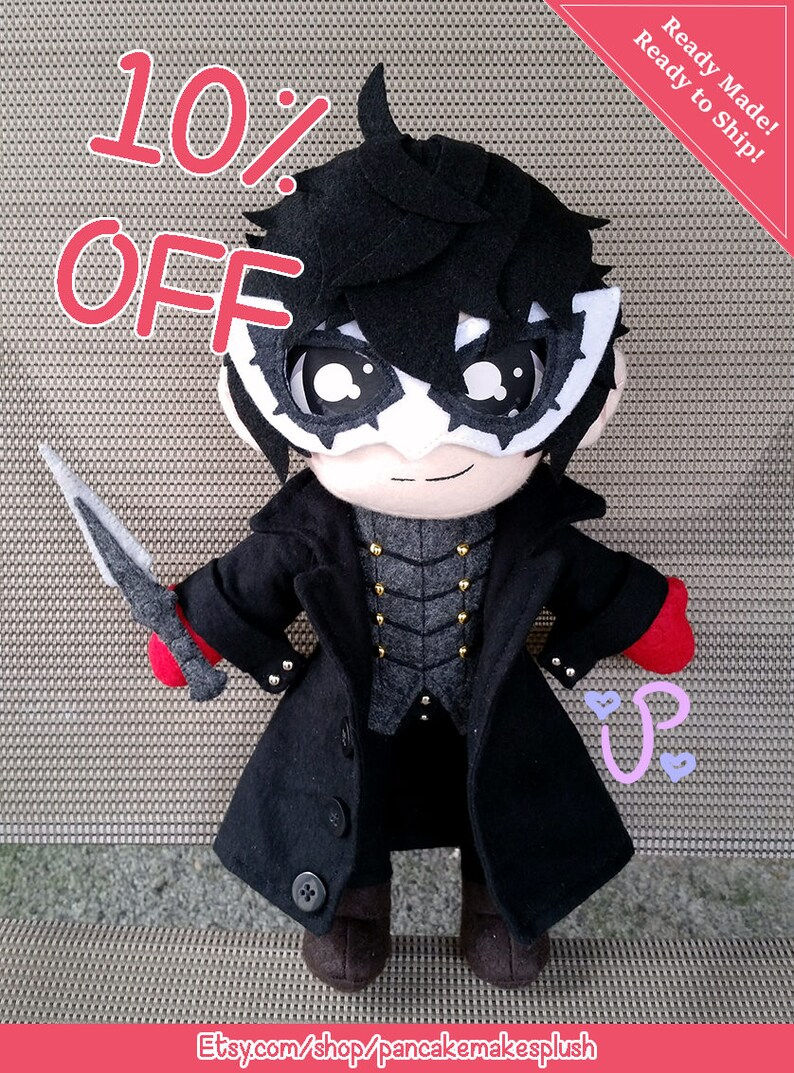 Wallpaper #z7gB2ZIBJvJKYCmE2Or-191 Persona 5 Joker Protagonist 12 Inch Fanart Plush Doll Etsy