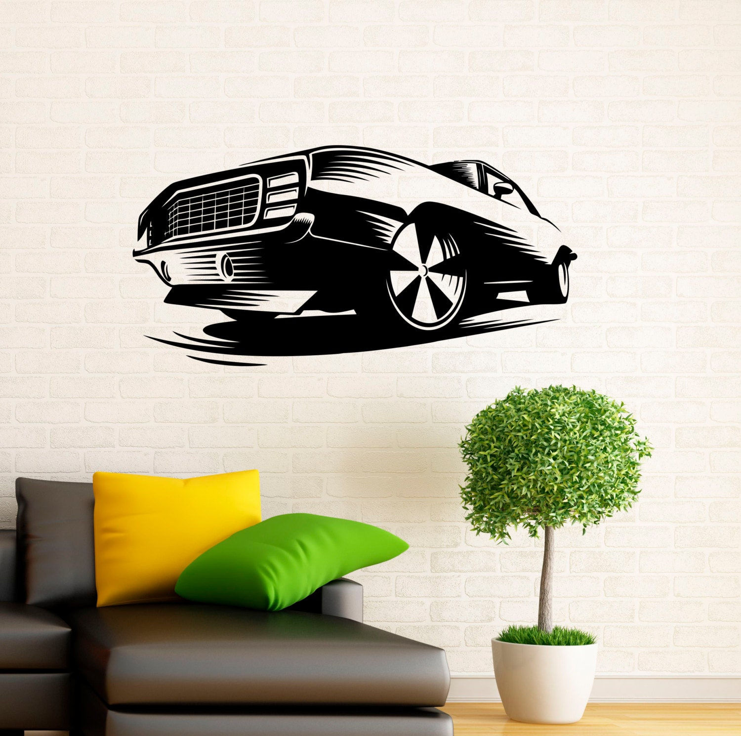 Wallpaper #O33s9I4Bnwiau_P6MRHO28 Muscle Car Wall Decal Automobile Vinyl Sticker Home Interior Etsy
