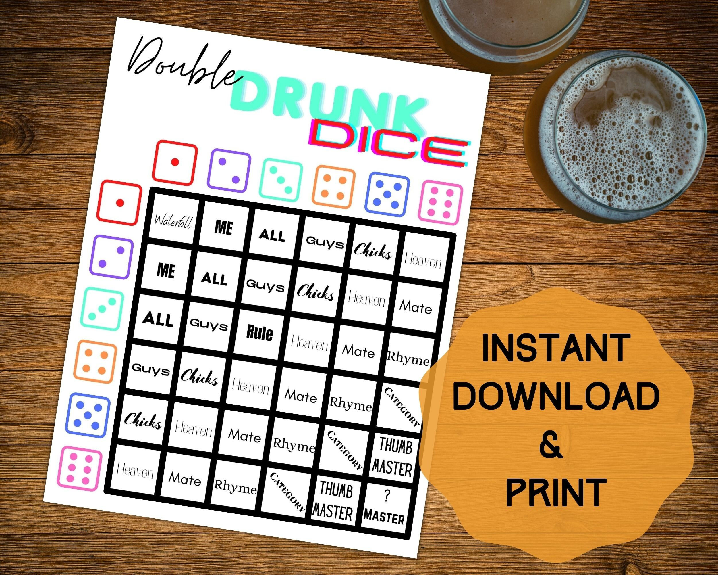 Wallpaper #g2zNKZMBMyCOpUSXDRRd6 Drunk Dice Printable Printable Drinking Games Double Dice Etsy