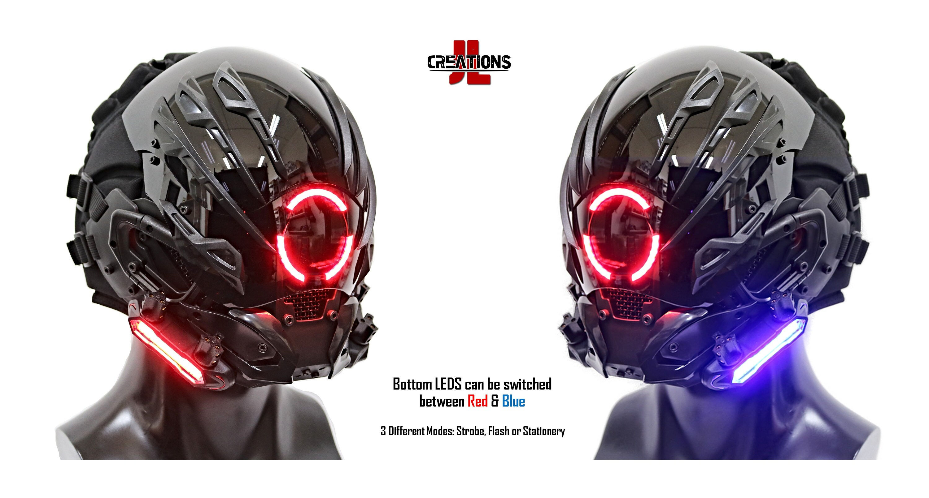 Wallpaper #fUXGmY4B7YBJg1BVcqEw2 Gasmions Tactical Helmet with Red and Blue LED Lights