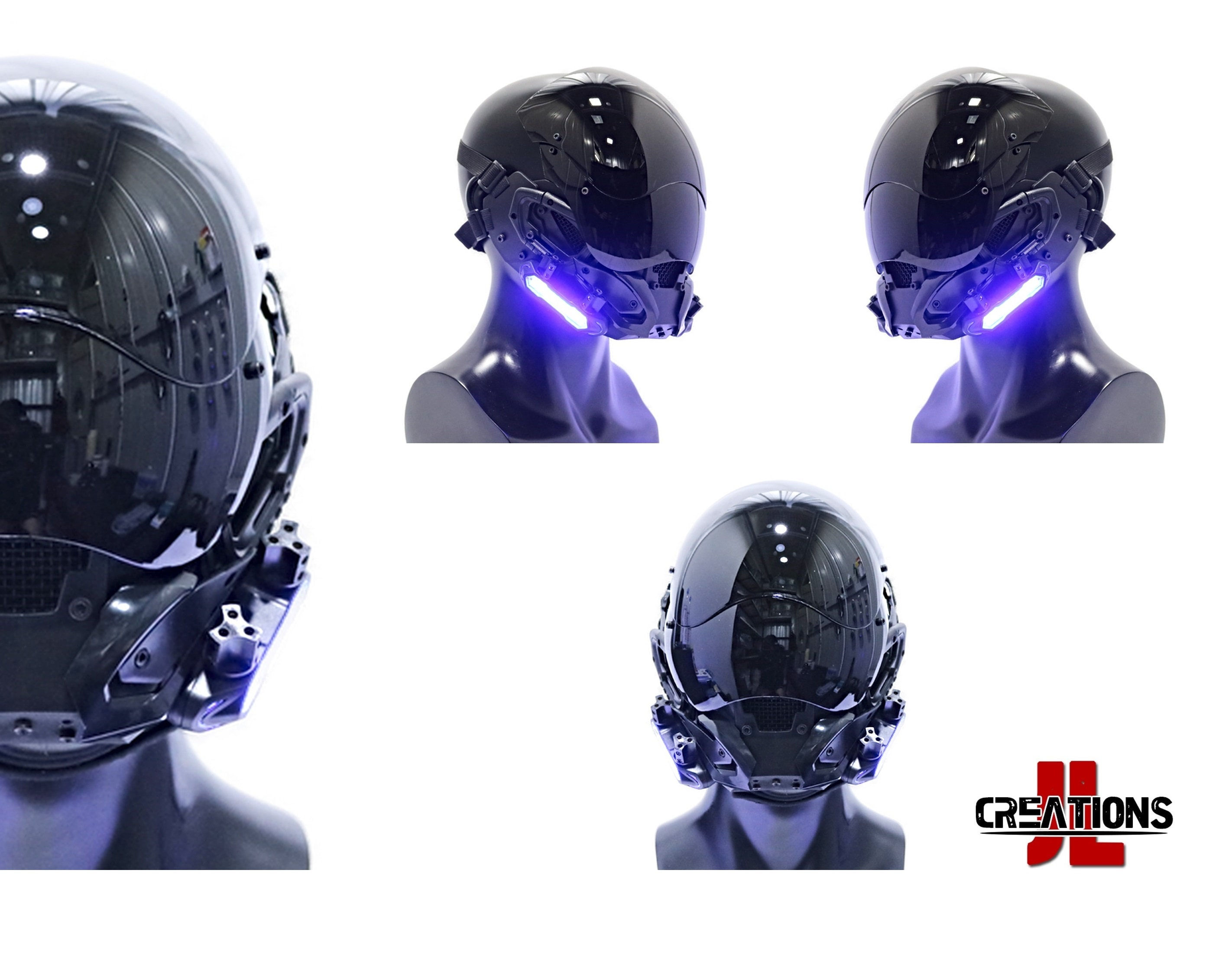 Wallpaper #jH008I4Bnwiau_P6BQXm49 Cyberpunk Helmet Mask Holiday Face Mask with Light Halloween Helmet