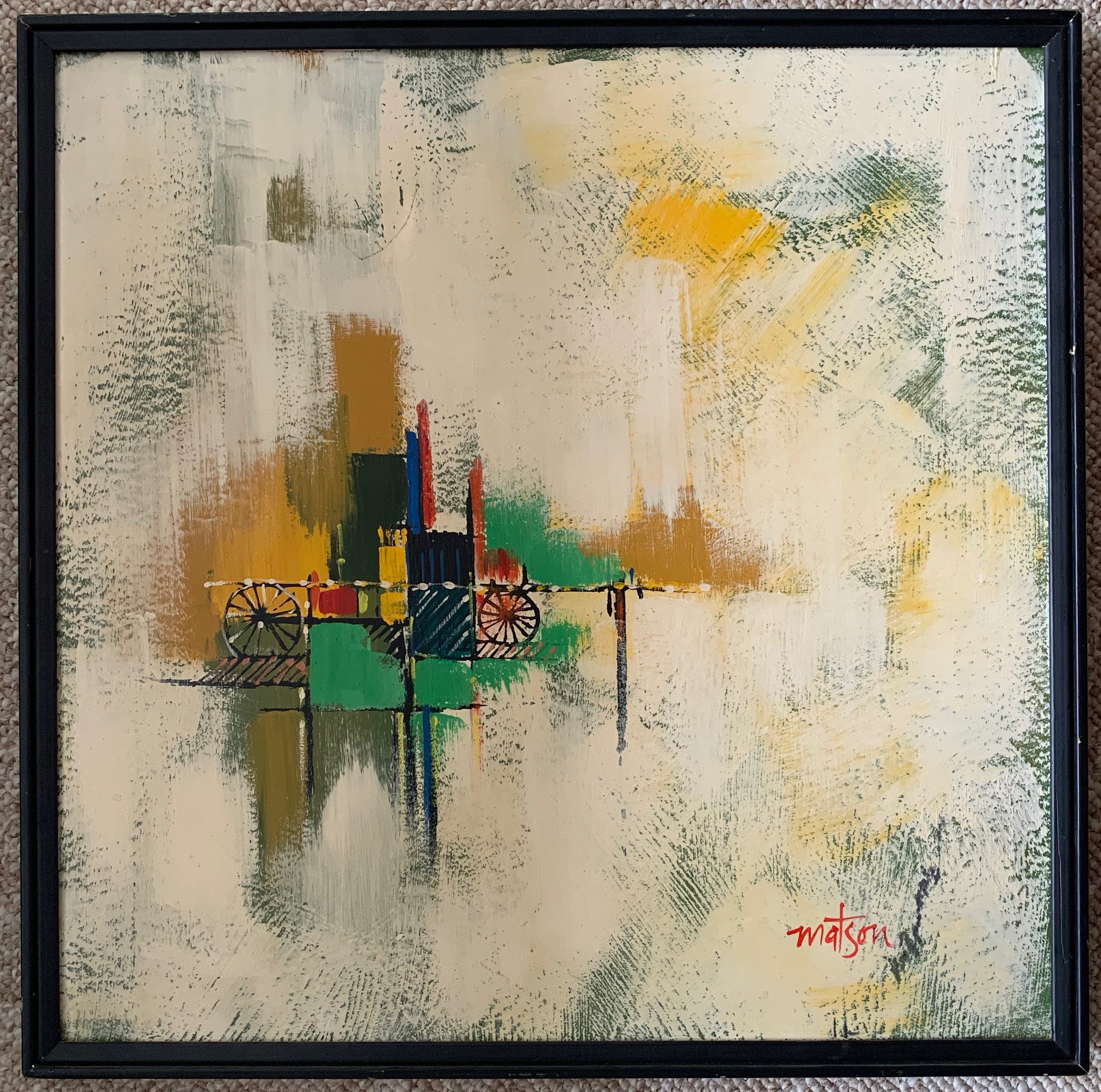 Wallpaper #W2ex7ZIBSpphPi3-OlmC243 Fun Vintage 60s Abstract Painting Wall Hanging Art Mid Century Modern