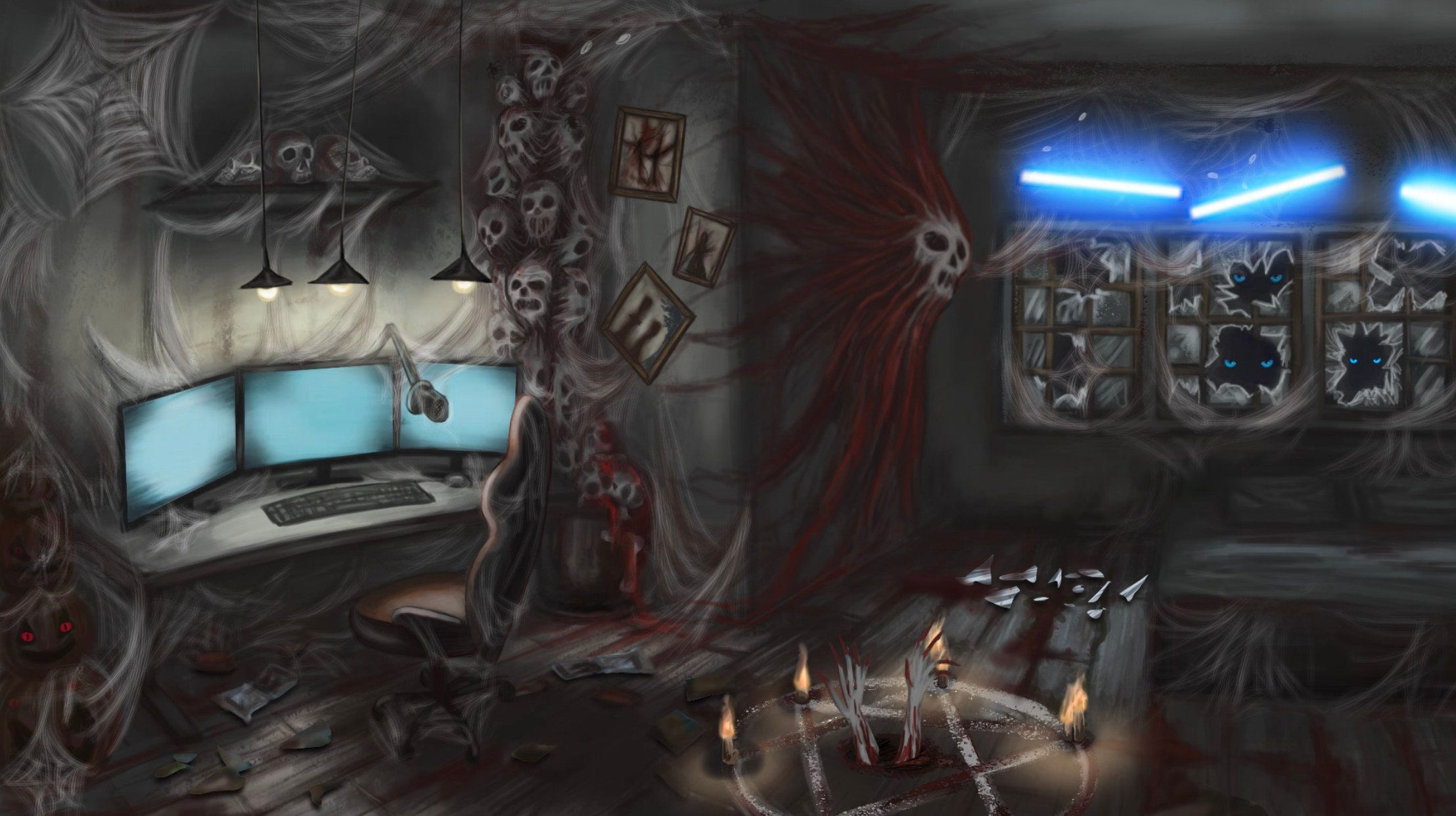 Wallpaper #MWcjC5MBSpphPi3-X9jd49 Animated Scenes Haunted PC Room Animated Twitch Overlays PC Etsy