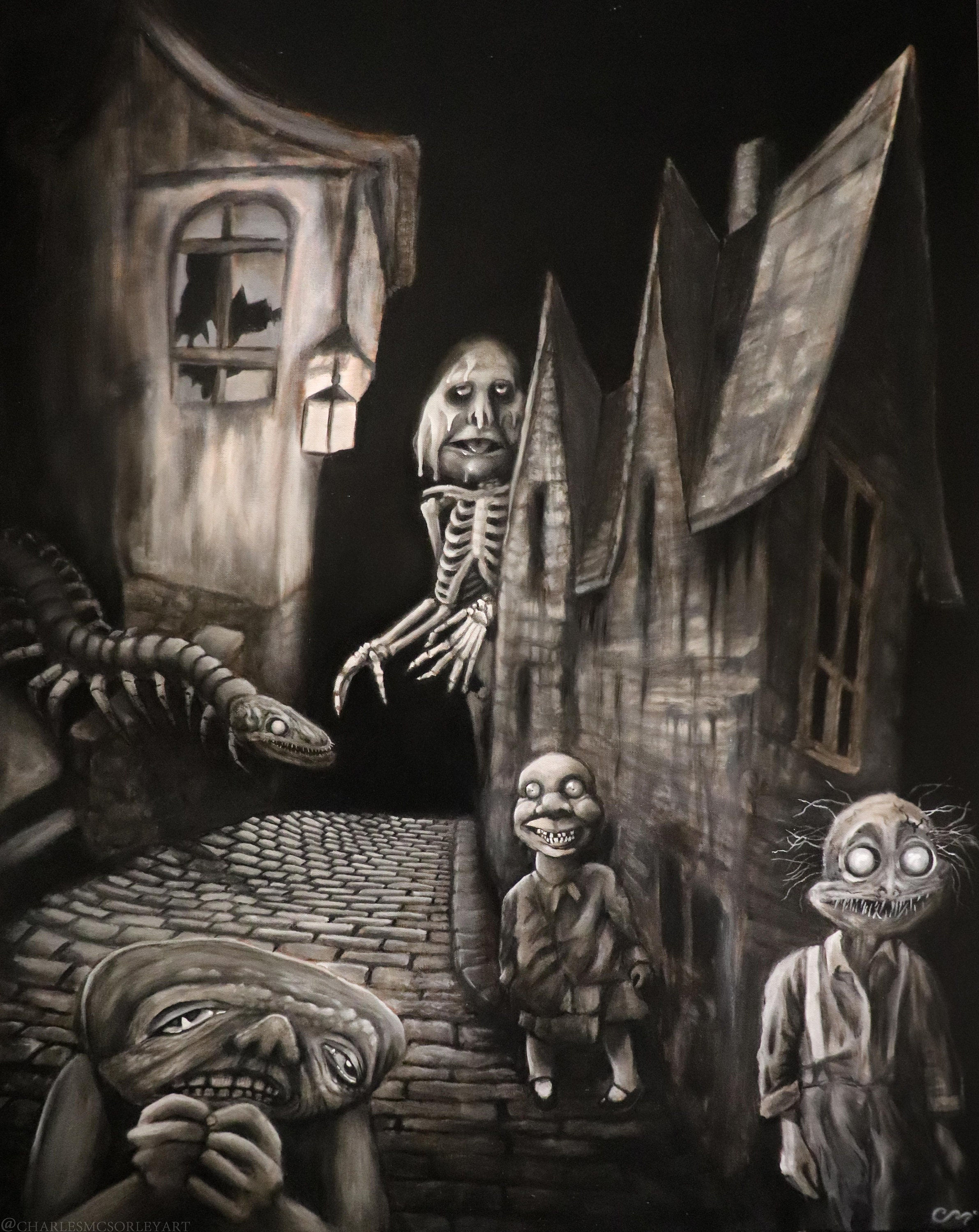 Wallpaper #tbjY3JIBJvJKYCmEhf1i93 A Moonless Night Dark Art Surrealism Macabre Original Oil Painting
