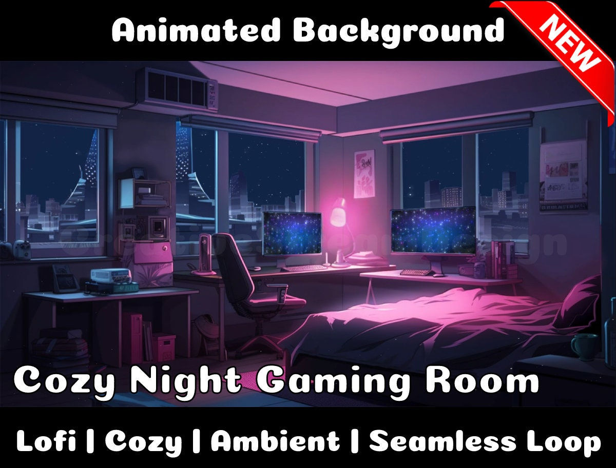 Wallpaper #MWcjC5MBSpphPi3-X9jd53 Animated Background Cozy Gaming Room by Night Lofi Cozy Etsy Canada