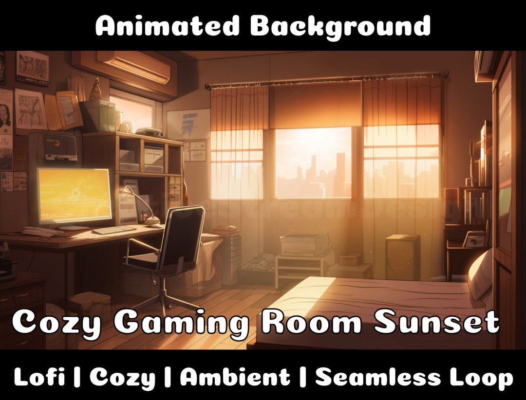 Wallpaper #MWcjC5MBSpphPi3-X9jd41 Animated Background Cozy Gaming Room by Sunset Lofi Cozy Ambience