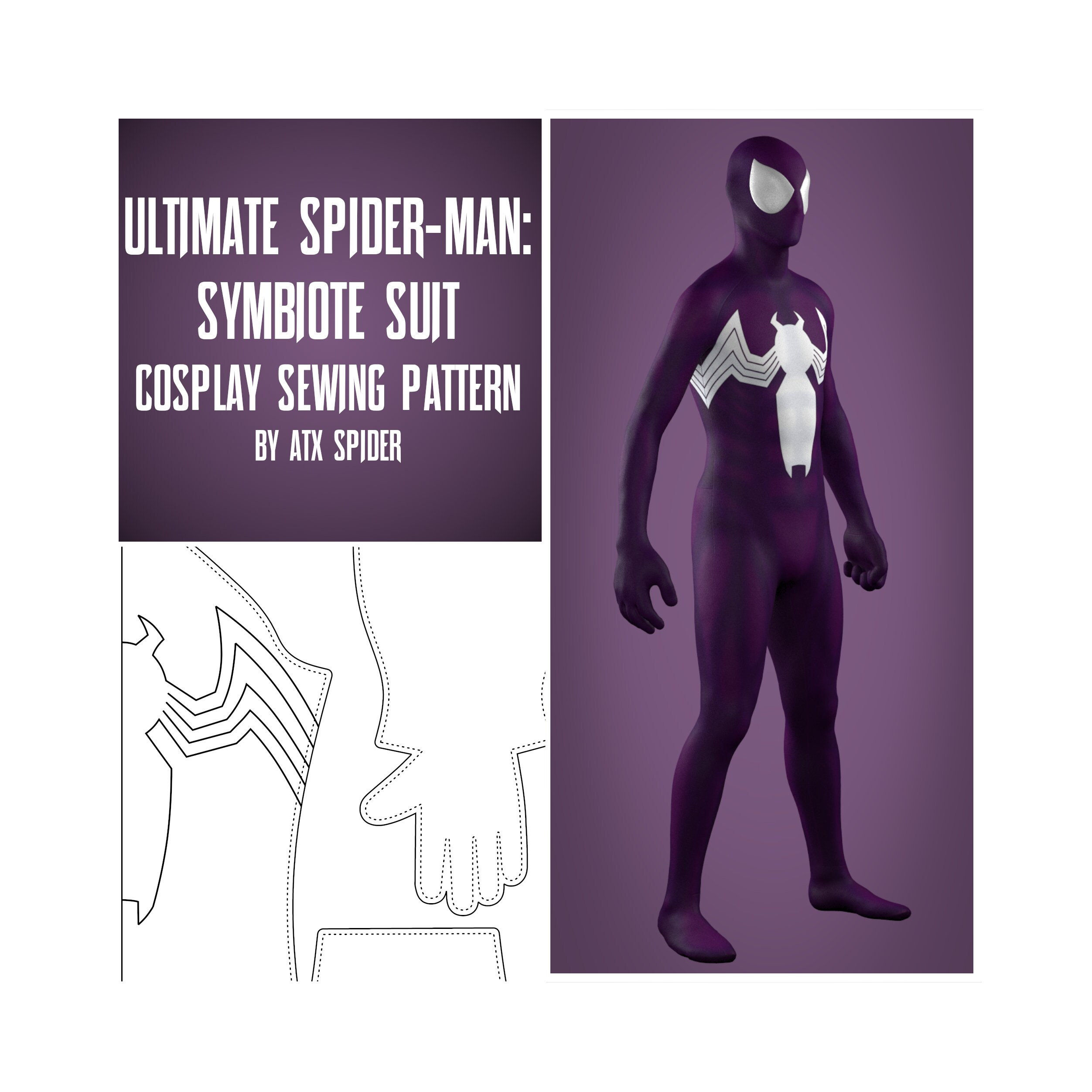 Wallpaper #ZIvpcpcBcm9NJah-1nQn22 Ultimate Spider Man Sewing Pattern Symbiote Black Suit Cosplay Bodysuit