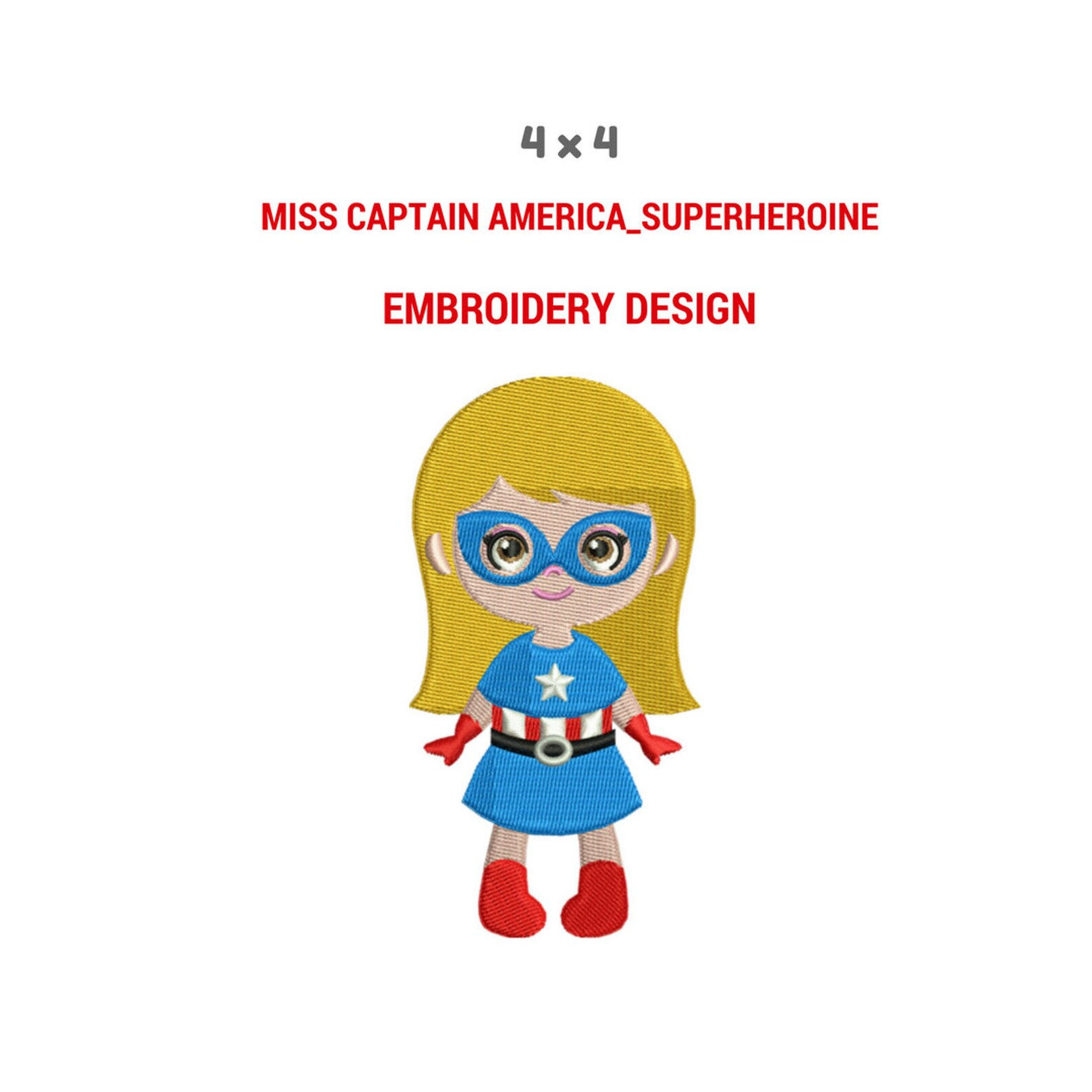 Wallpaper #x32H9I4Bnwiau_P62A9u52 4x4 Miss Captain America Superheroine Embroidery Design