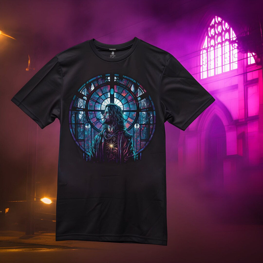 Wallpaper #y32f8I4Bnwiau_P6AQYo14 Synth Savior Streetwear Cyberpunk Jesus T Shirt Stain Glass Etsy