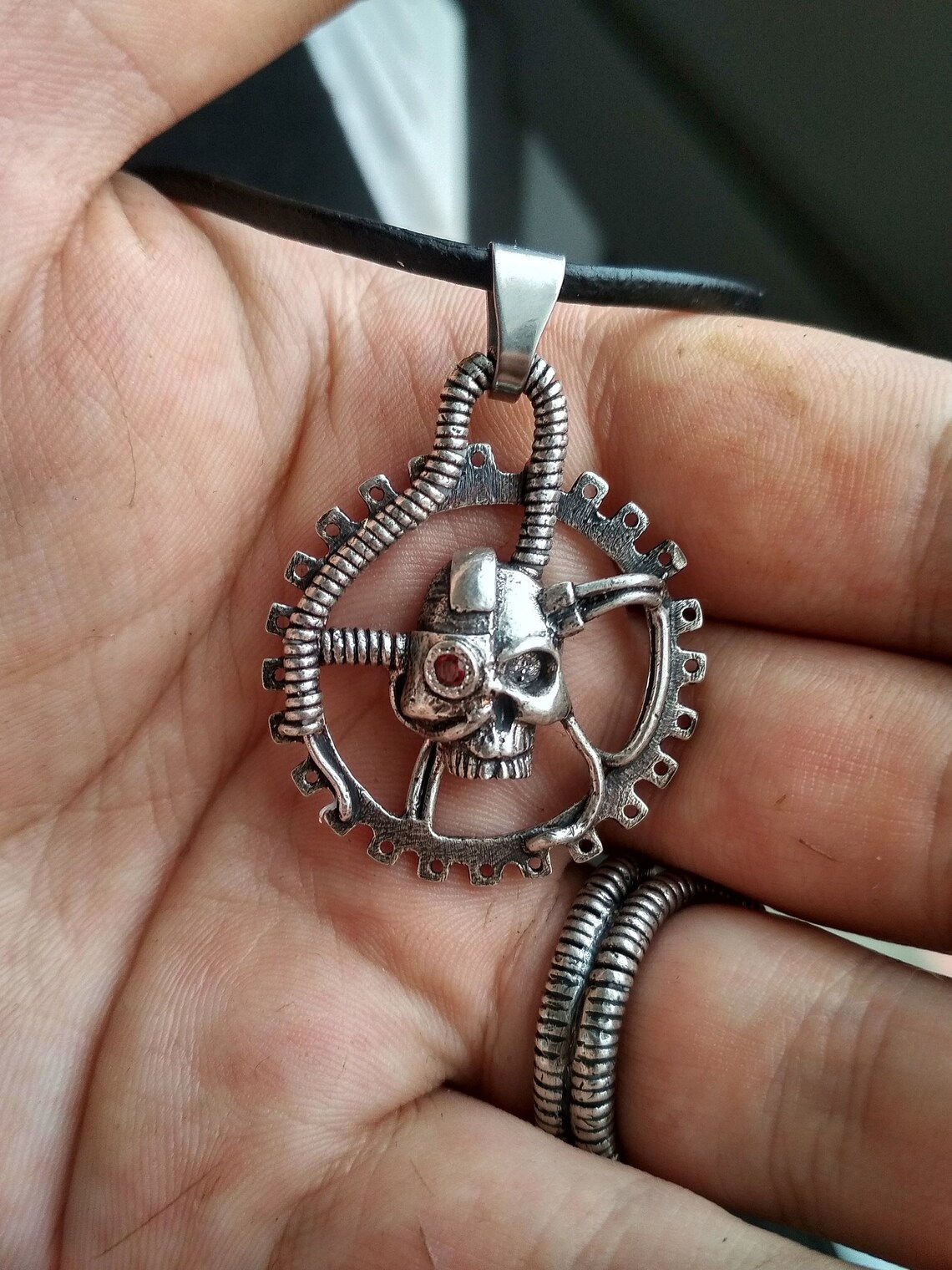 Wallpaper #QubWMpMBA7IOc3WmGhLe90 Cyberpunk Skull Necklace Biomechanic Skull Pendant Gear Etsy