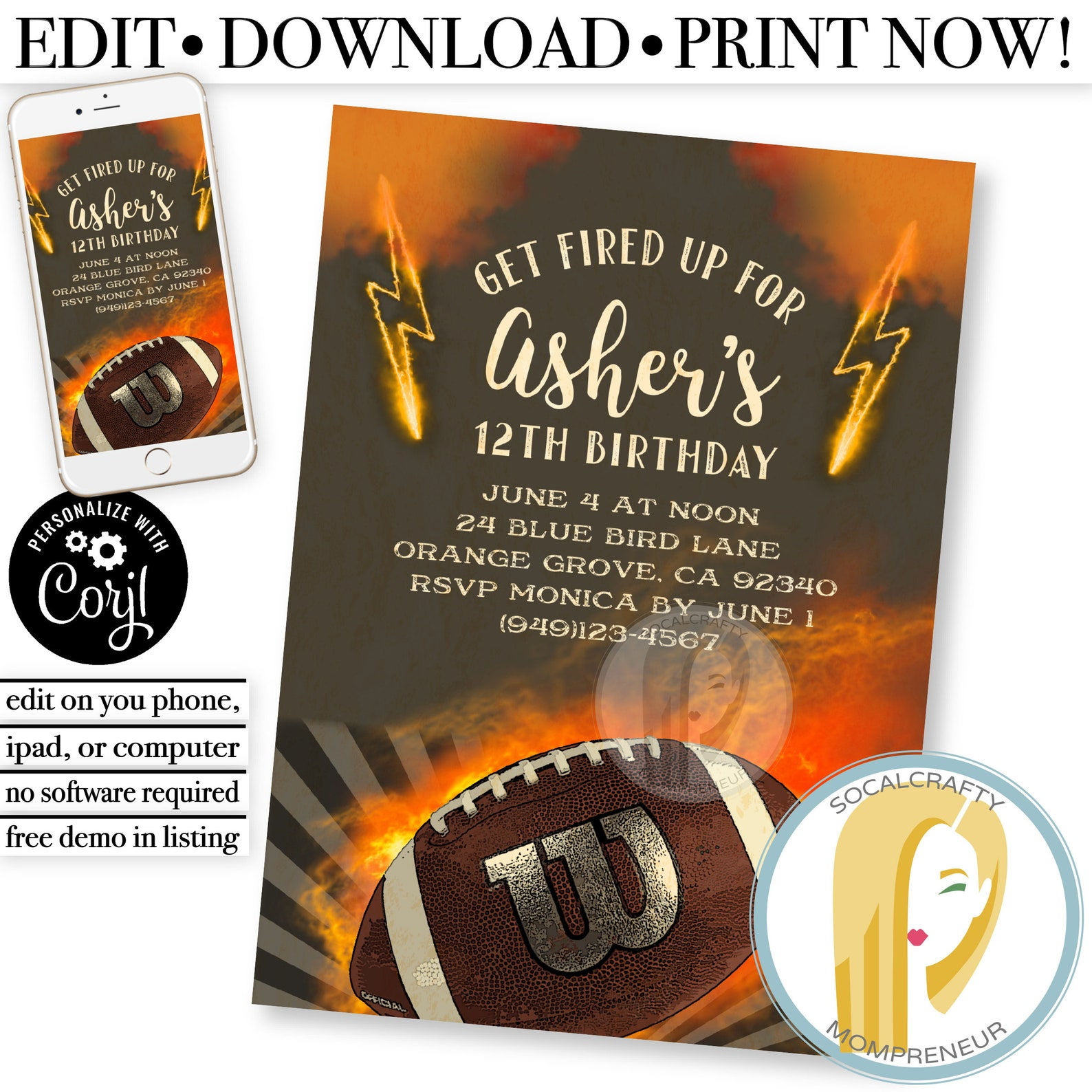 Wallpaper #f6344 Free Printable Football Birthday Invitations Drevio Free and