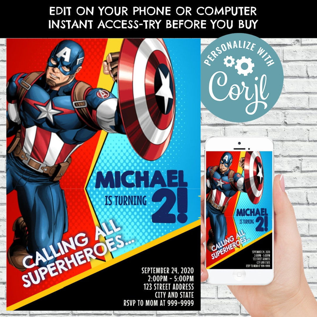 Wallpaper #ExkbEI8BtGB6xQ78xV6e29 Captain America Invitation Captain America Birthday Invitation