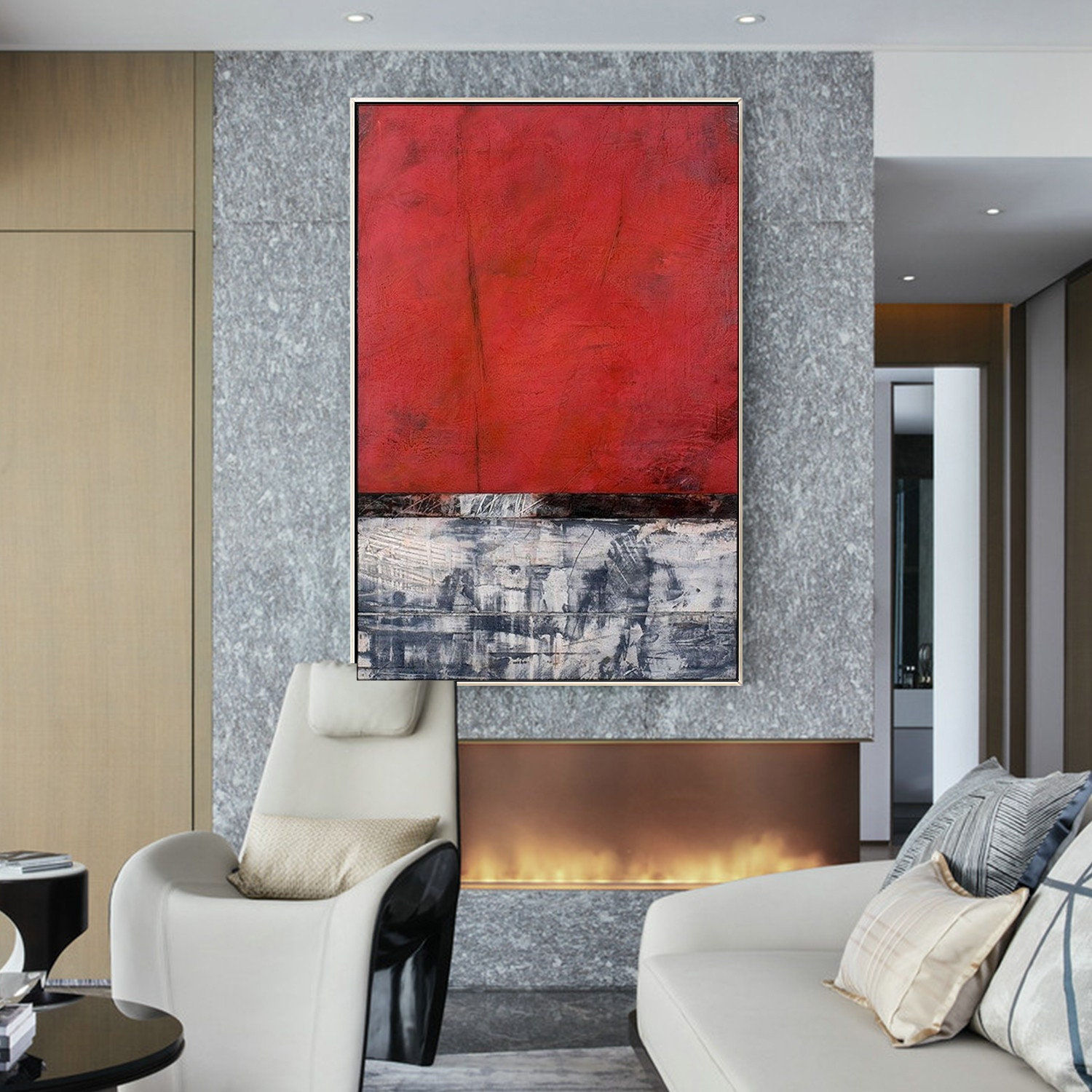 Wallpaper #Zmda6pIBSpphPi3-wkYj254 Modern Abstract Painting Red Canvas Painting Geometry Abstract Etsy