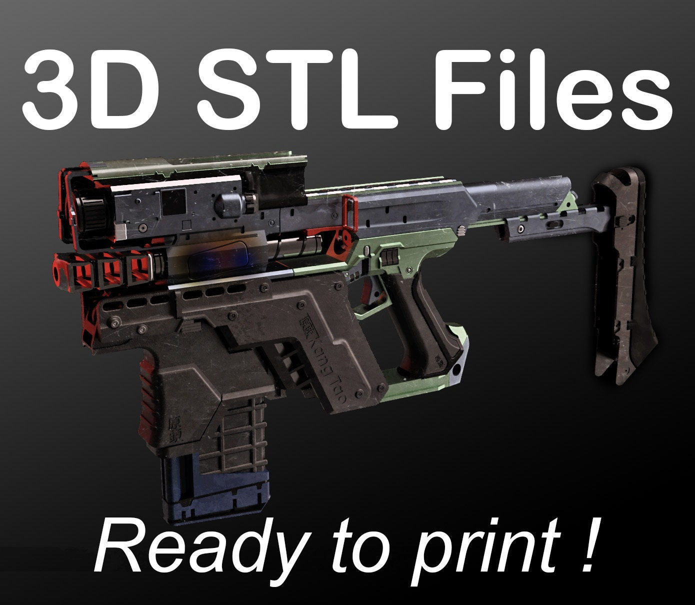Wallpaper #Qmc2_5IBSpphPi3-FaJe125 3D Stl Cyberpunk Smart Gun G 58 Etsy