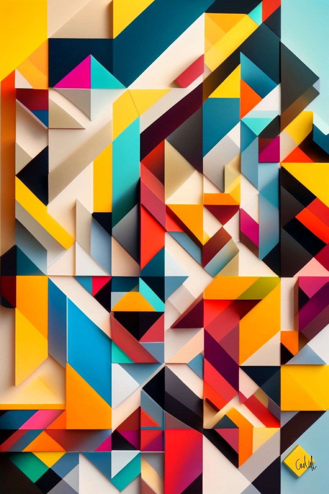 Wallpaper #cW2IapcBycdYOYFTHHEX57 Geometrical Abstract Art High Quality Print Colorful Living Room