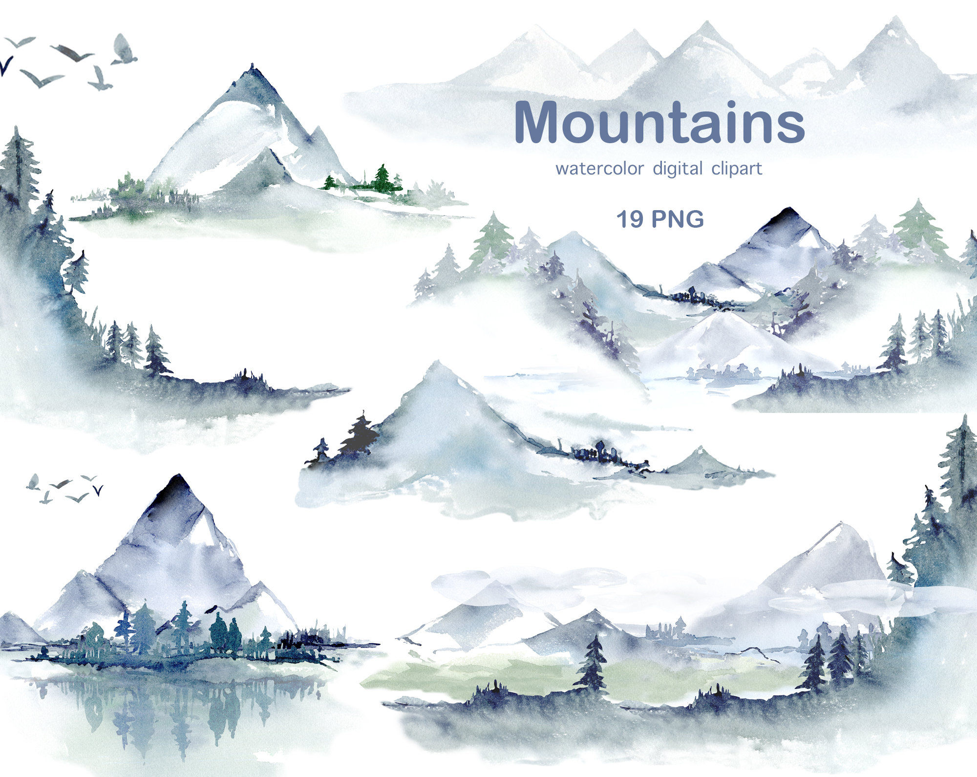 Wallpaper #s-9ES5MBMN-XEVvVNzoH206 Watercolor Mountain Clipart Landscape Watercolor Background Etsy