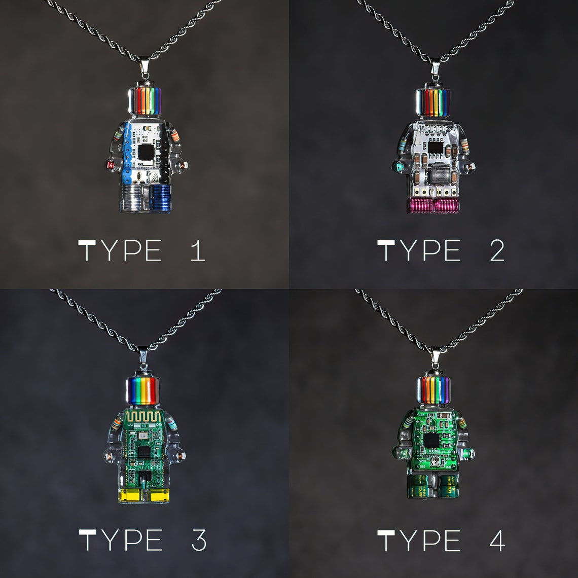 Wallpaper #QubWMpMBA7IOc3WmGhLe140 Cyberpunk Rainbow Head Robot Necklace Pendant Etsy