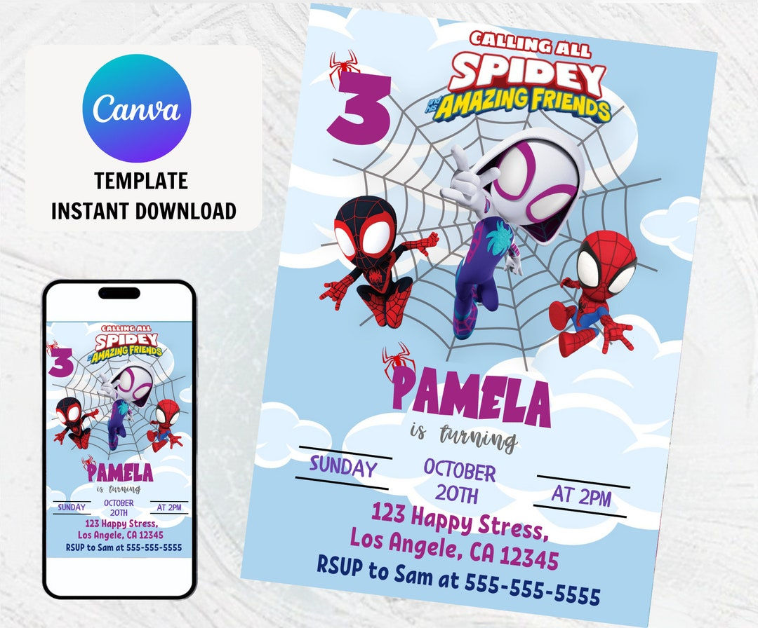 Wallpaper #XPTBOZMBKFX8bn3rFHcU50 Editable Ghost Spider Birthday Invitation Template Gwen Stacy Etsy