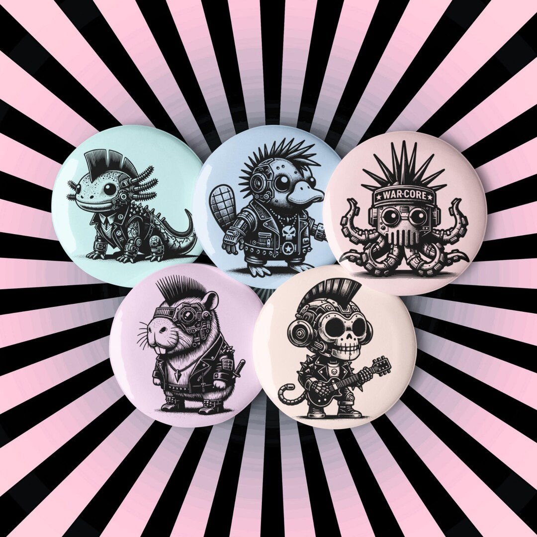 Wallpaper #PPtihJcBx-Hc5Y204K-u83 Pastel Goth Cyberpunk Weirdcore Grunge Cyborg Animals Set of 5 Pin