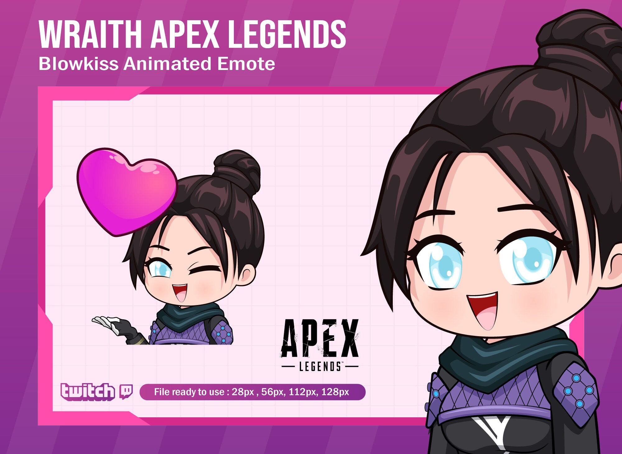 Wallpaper #TUYHn5cBh-zKMCtLfWCB55 Wraith Apex Legends Kiss Emote for Twitch Apex Animated Etsy