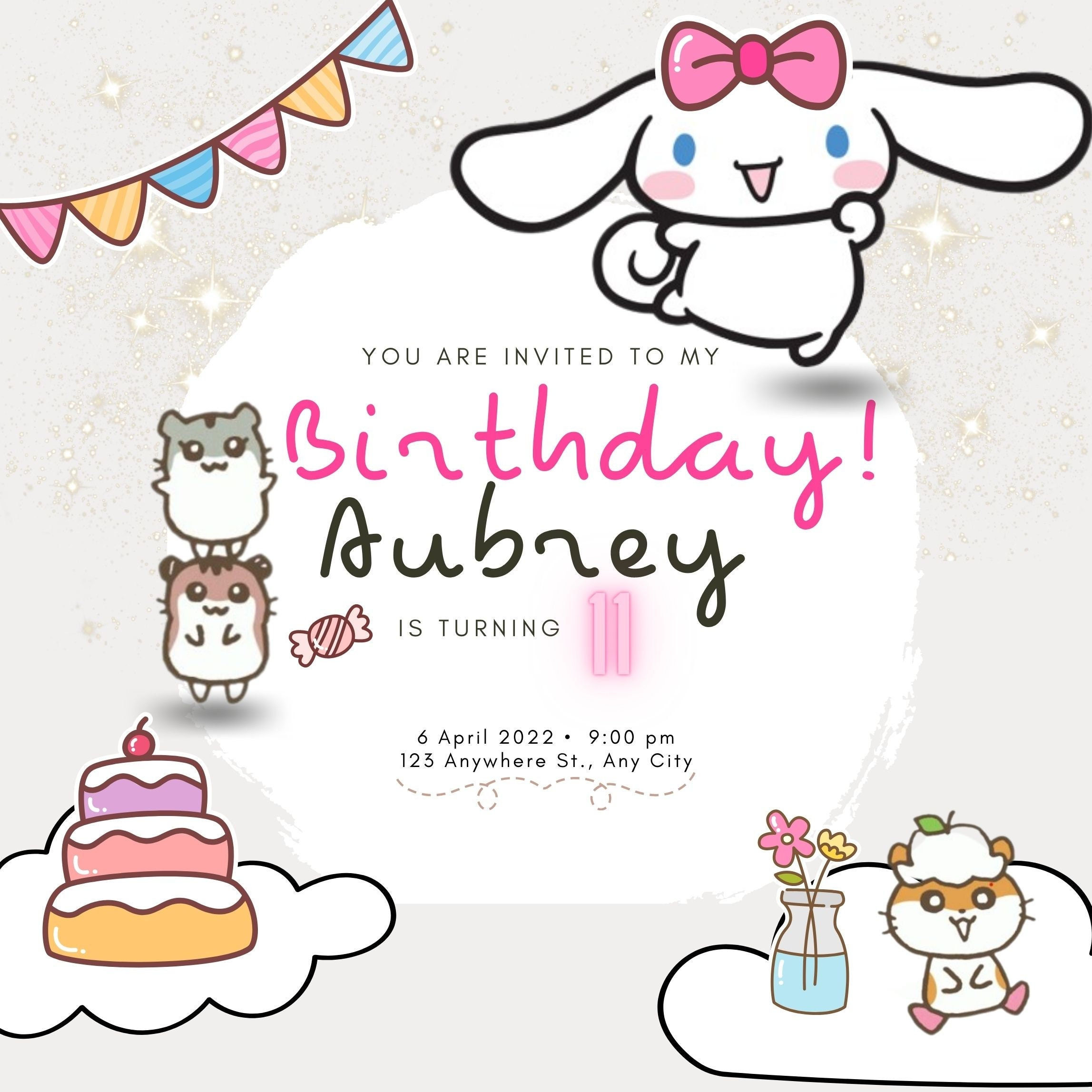 Wallpaper #nDEINpMB5zzyi_yYPFiv197 Kawaii Character Cute Bunny Birthday Invitation Cinnamon Roll