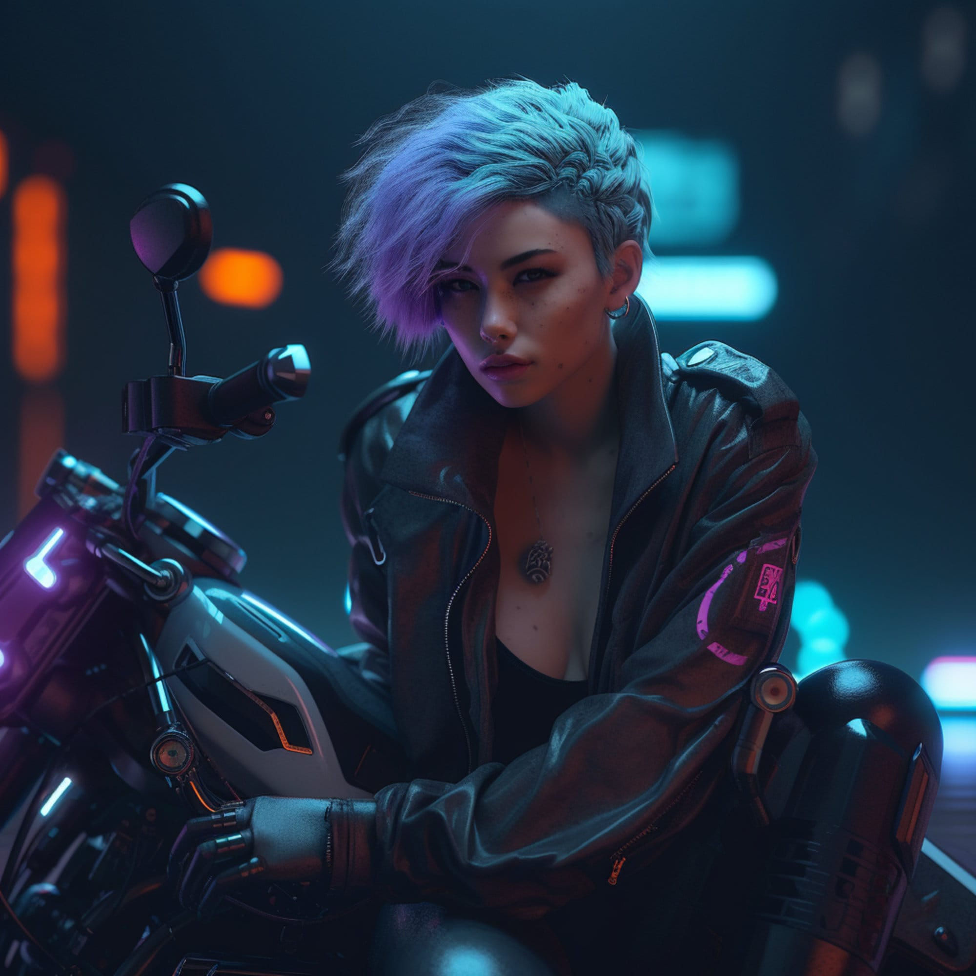 Wallpaper #fLyFO5MBMDFIMcjN7X9M82 Custom Cyberpunk Portrait Made to Order Sci Fi Digital Art Character